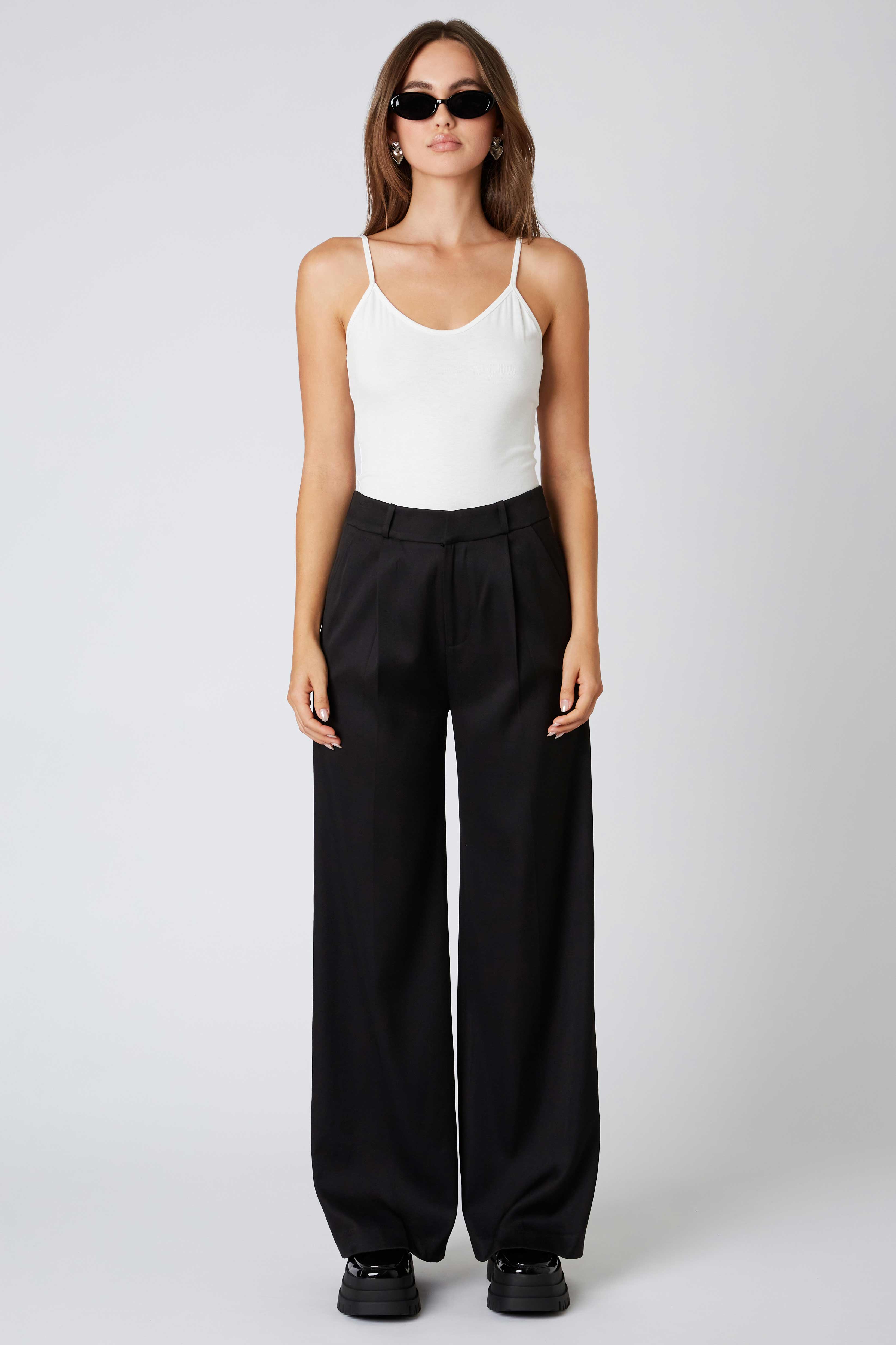 Mid-rise Trousers in Black Front View