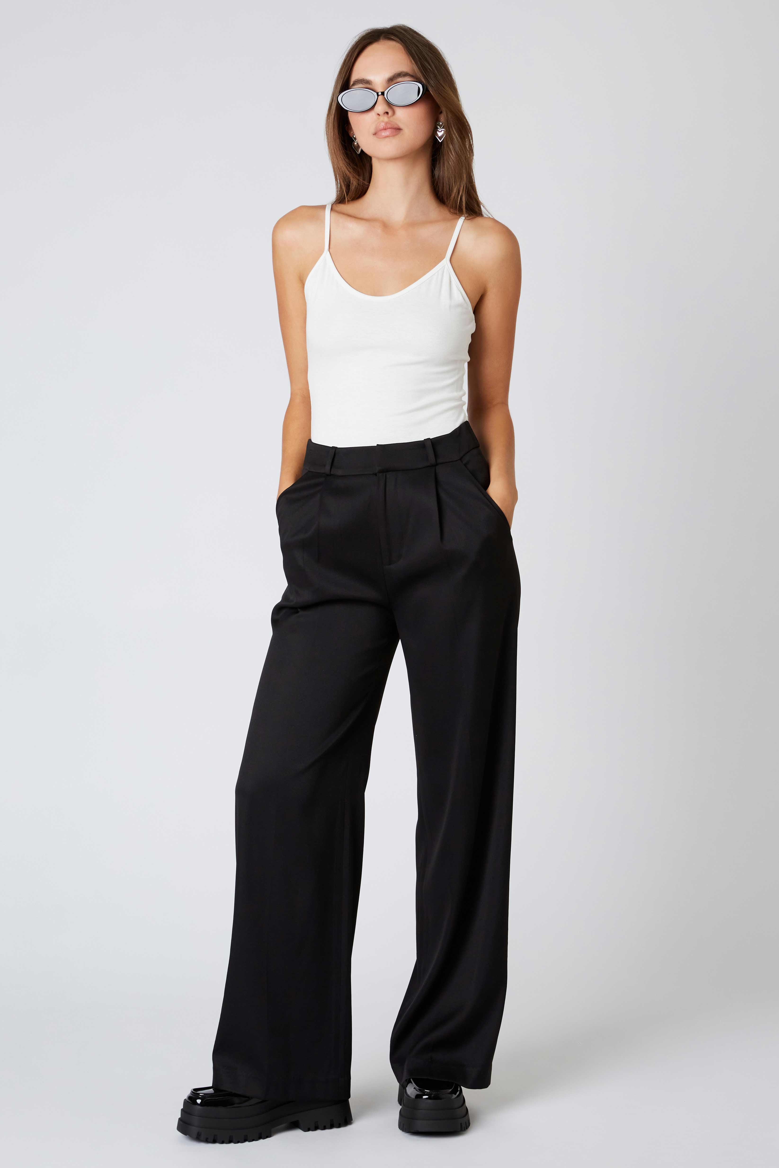 Mid-rise Trousers in Black Front View