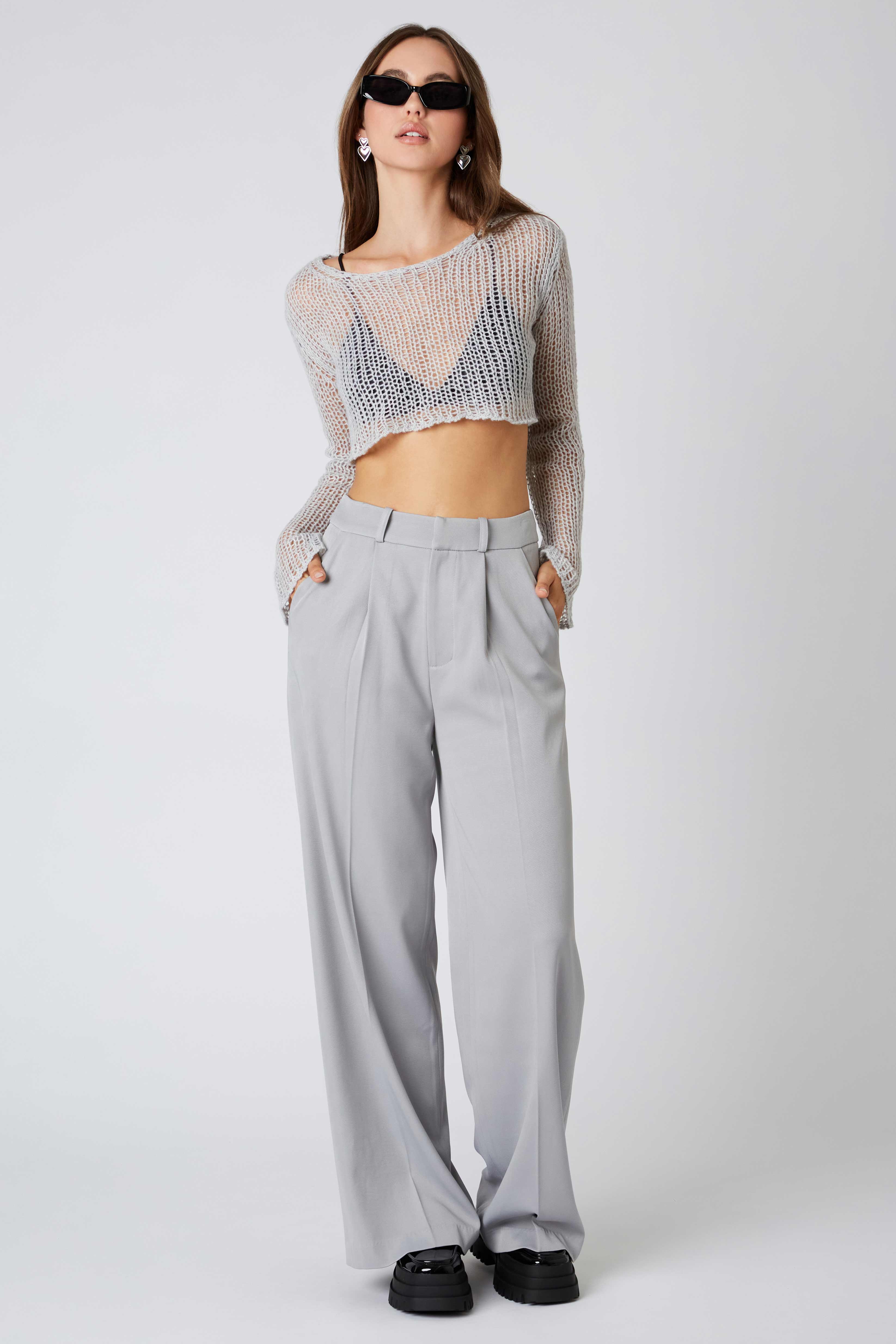 Mid-rise Trousers in Dove Front View