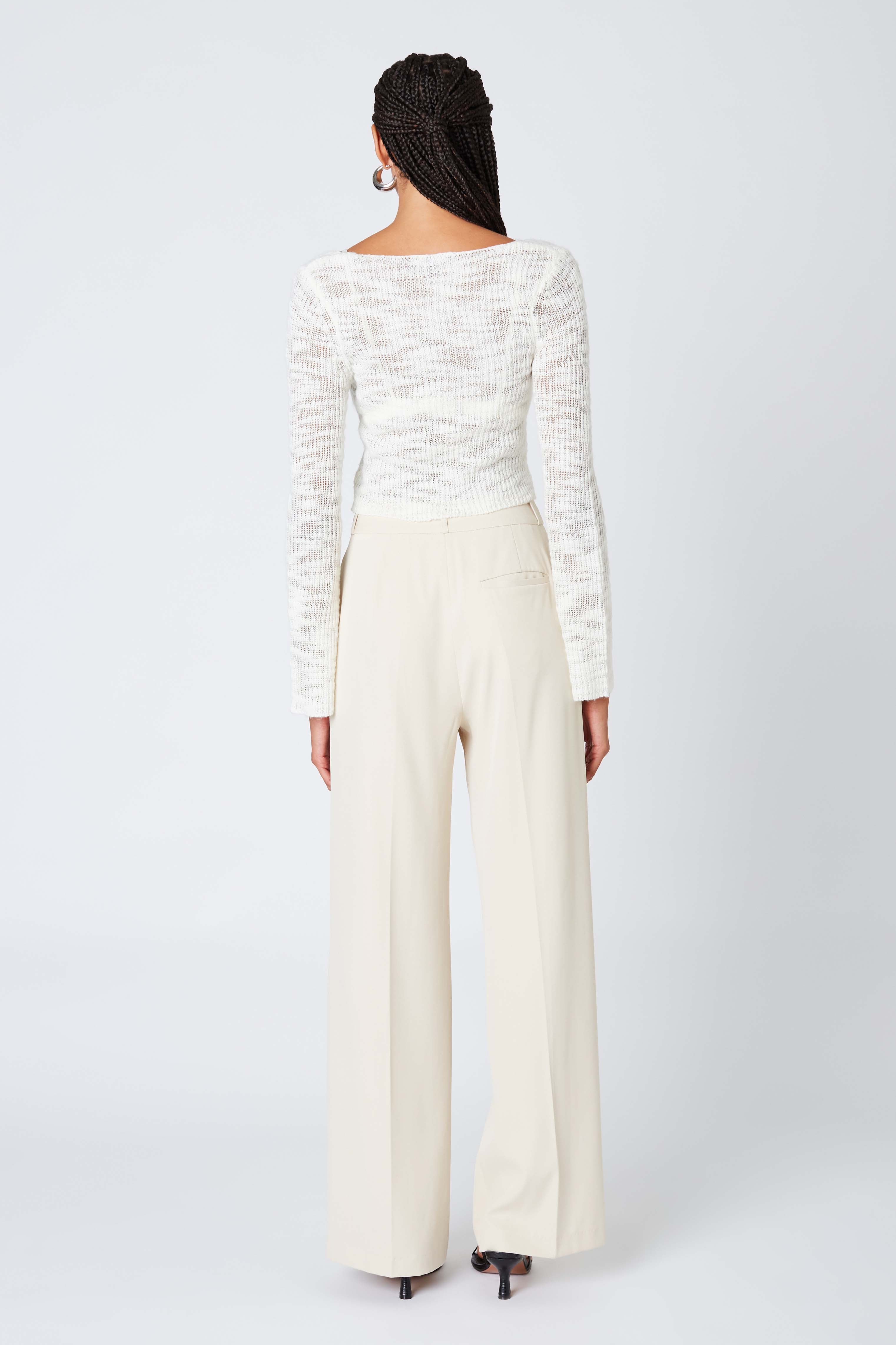 Mid-Rise Trousers in Ecru Back View
