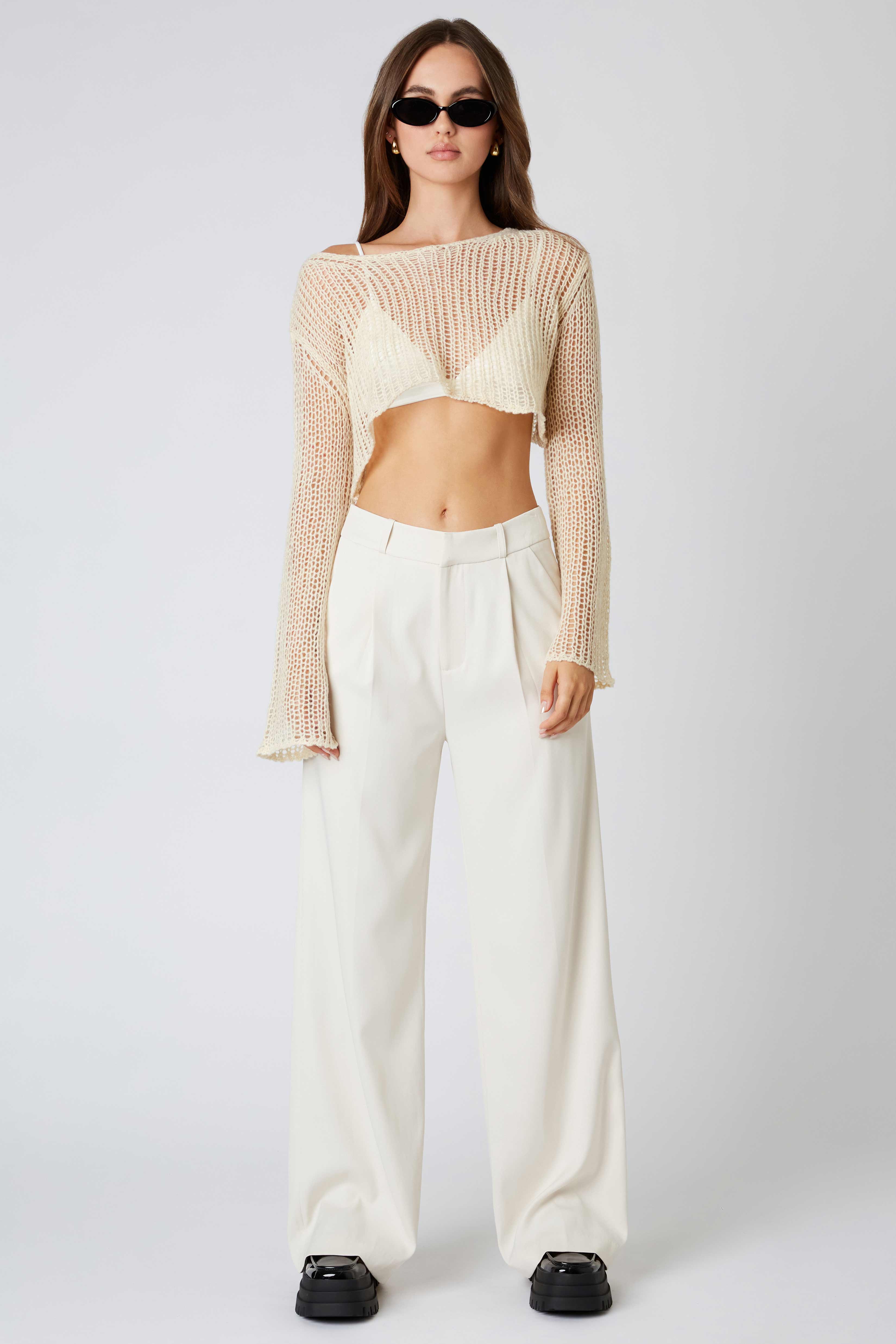 Mid-rise Trousers in Stone Front View