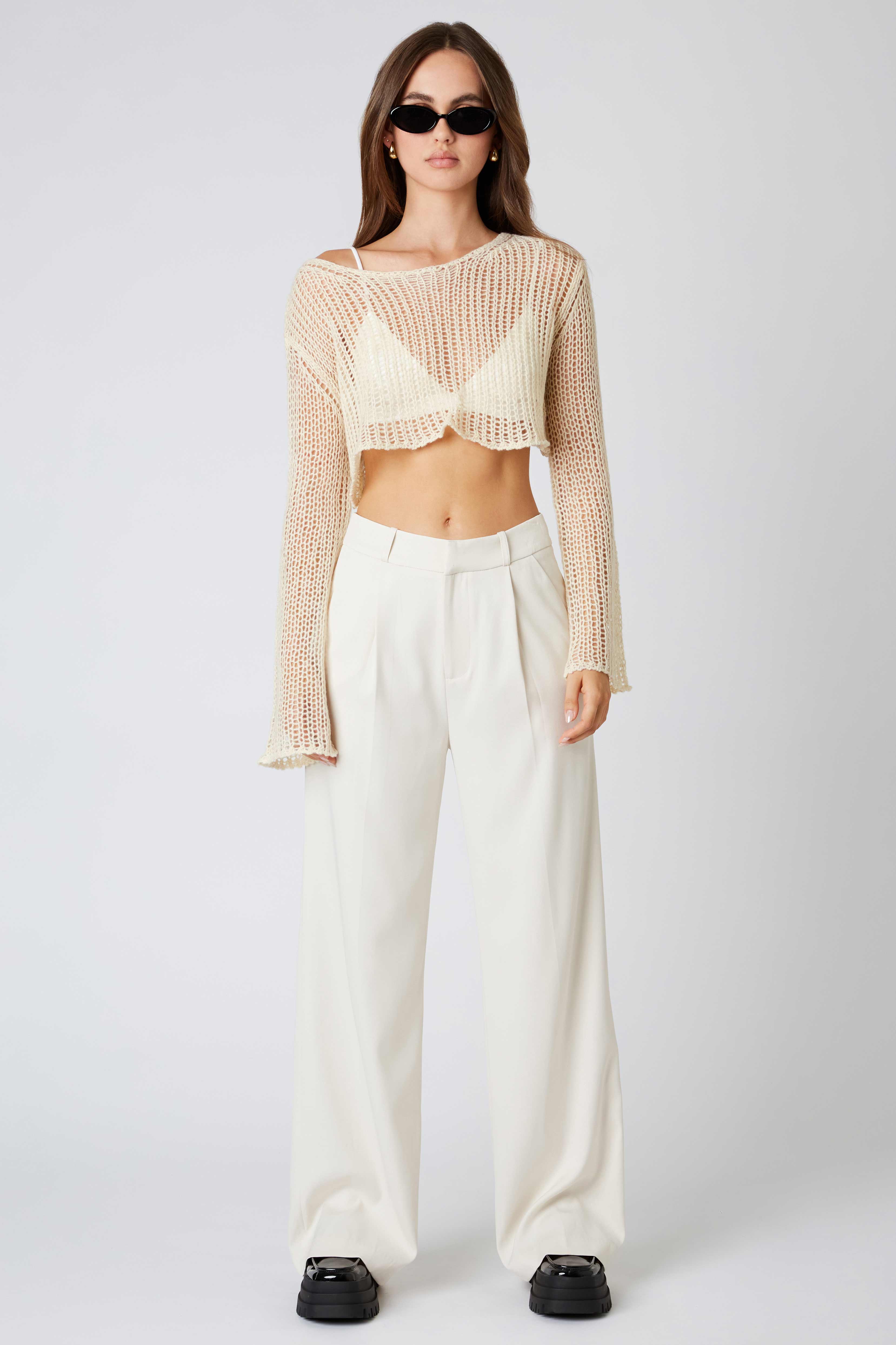 Mid-rise Trousers in Stone Front View