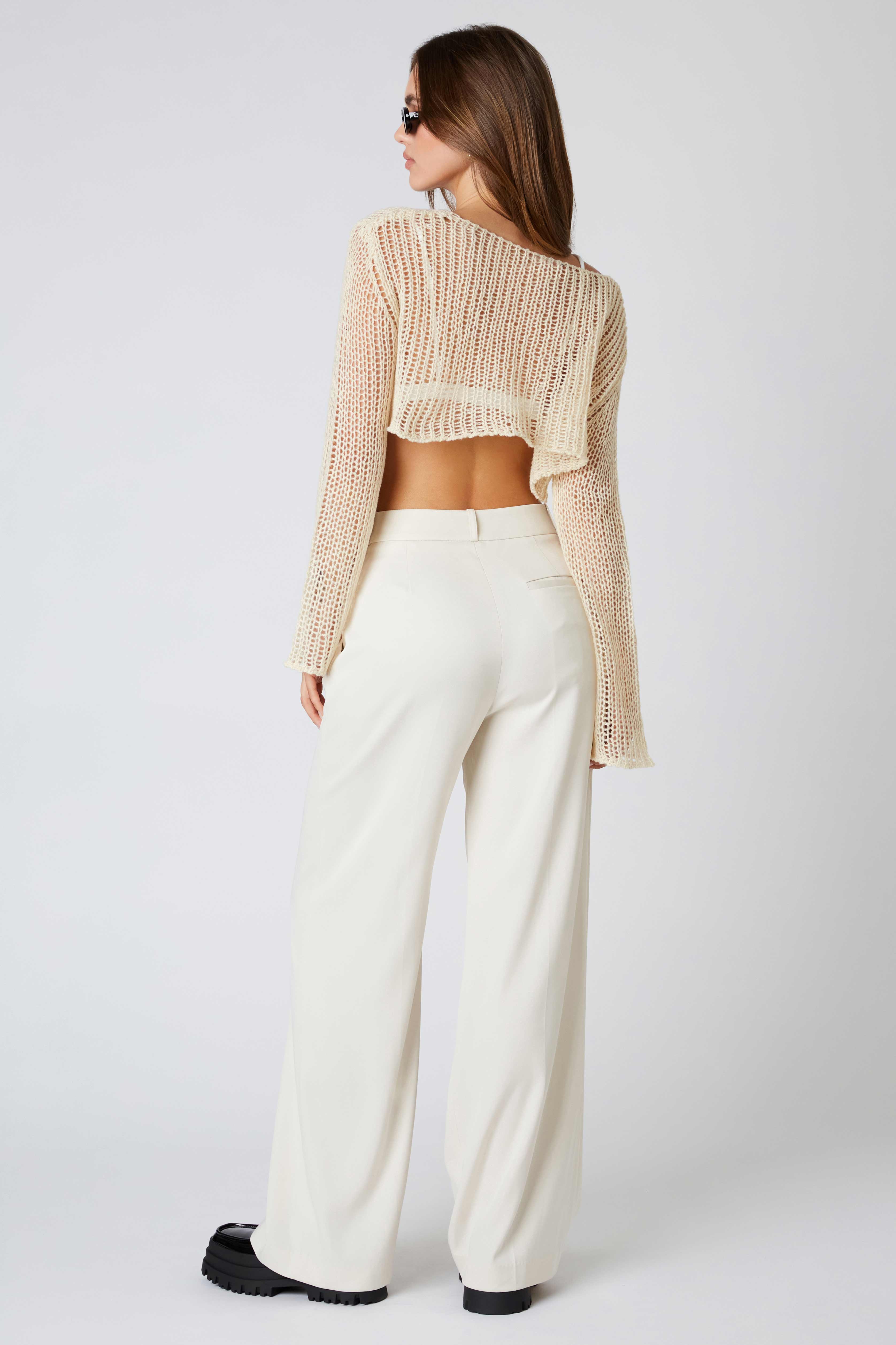 Mid-rise Trousers in Stone Back View