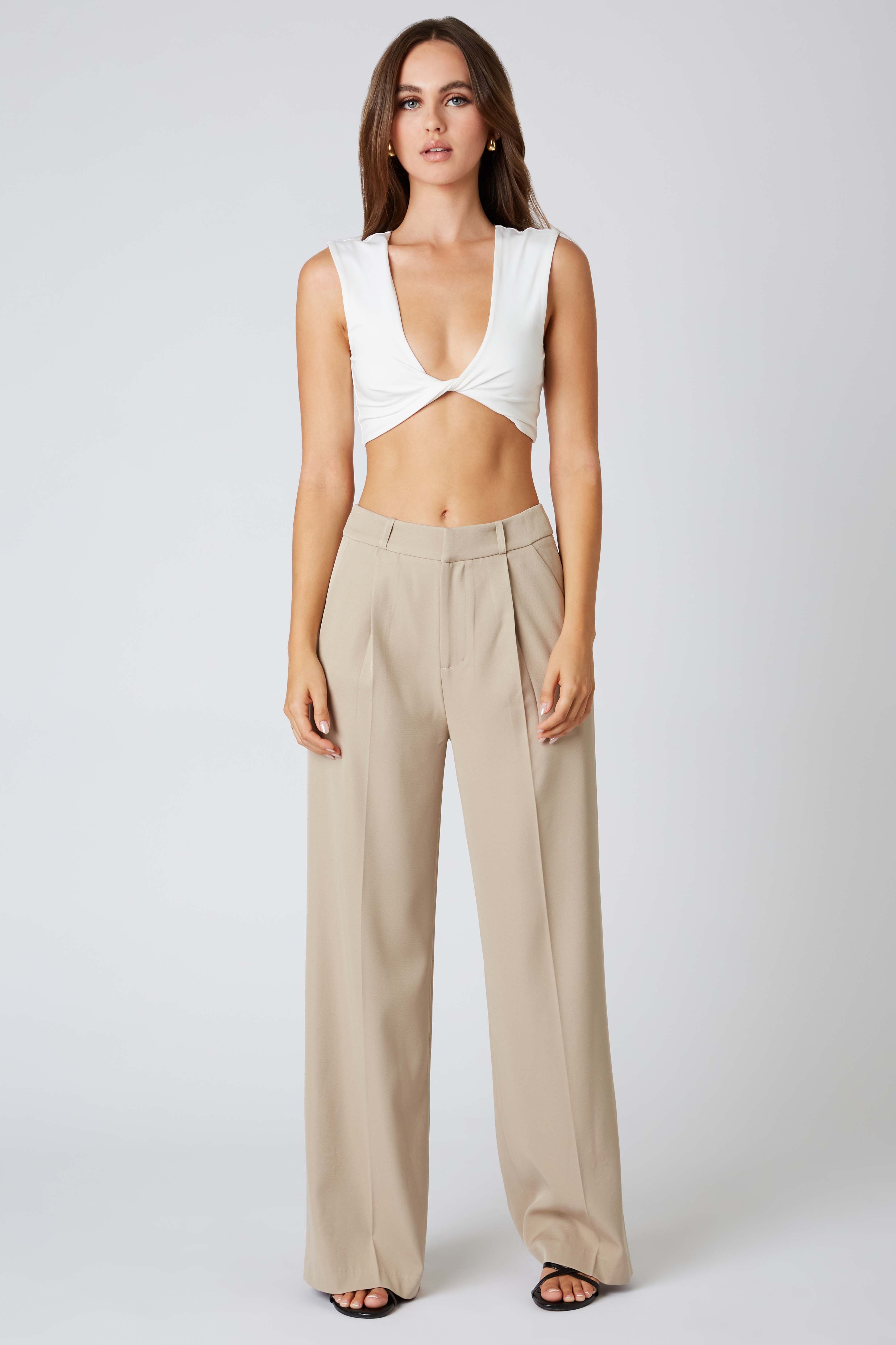 Mid-Rise Trousers in Taupe Front View