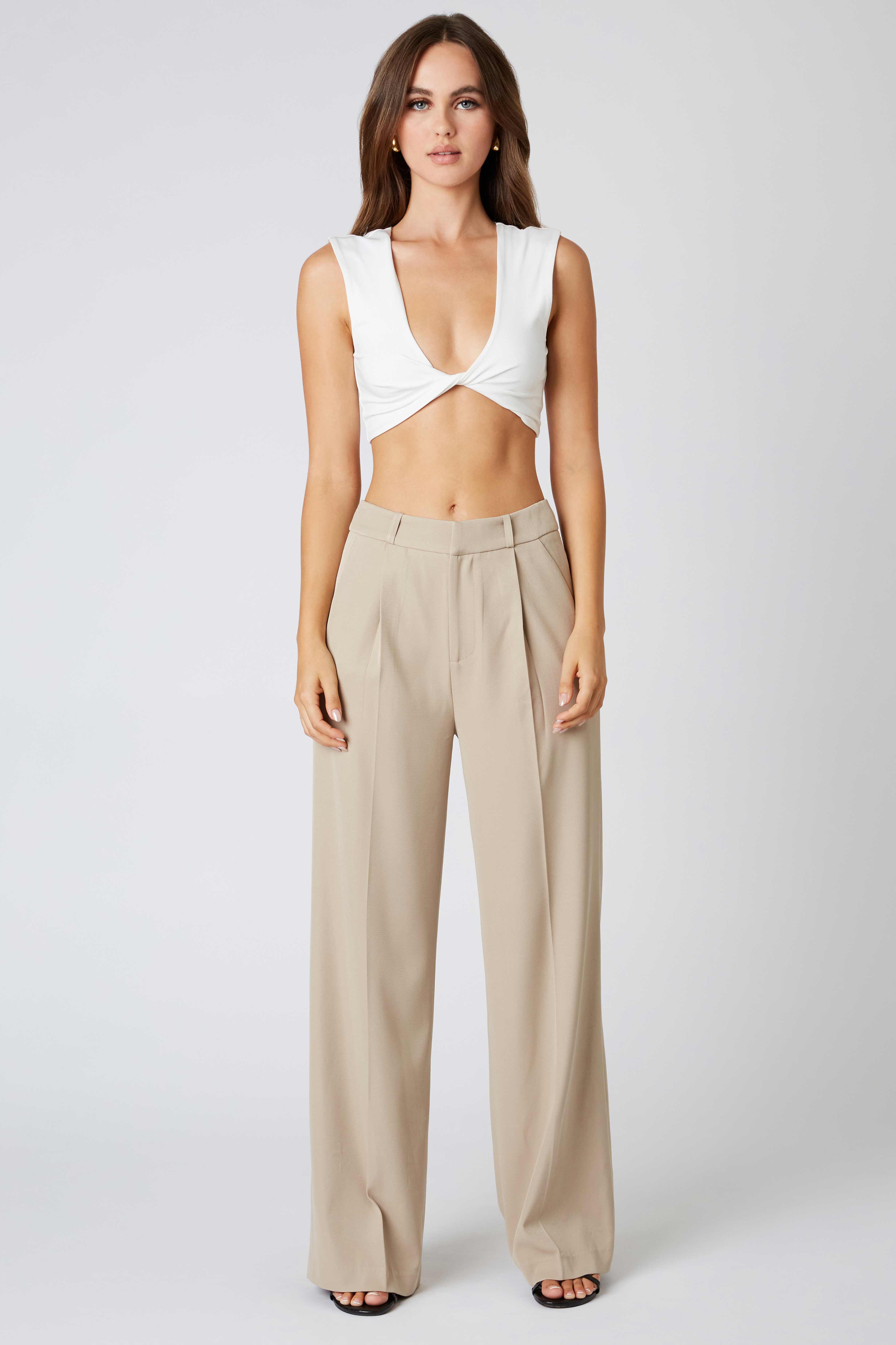 Mid-Rise Trousers in Taupe Front View