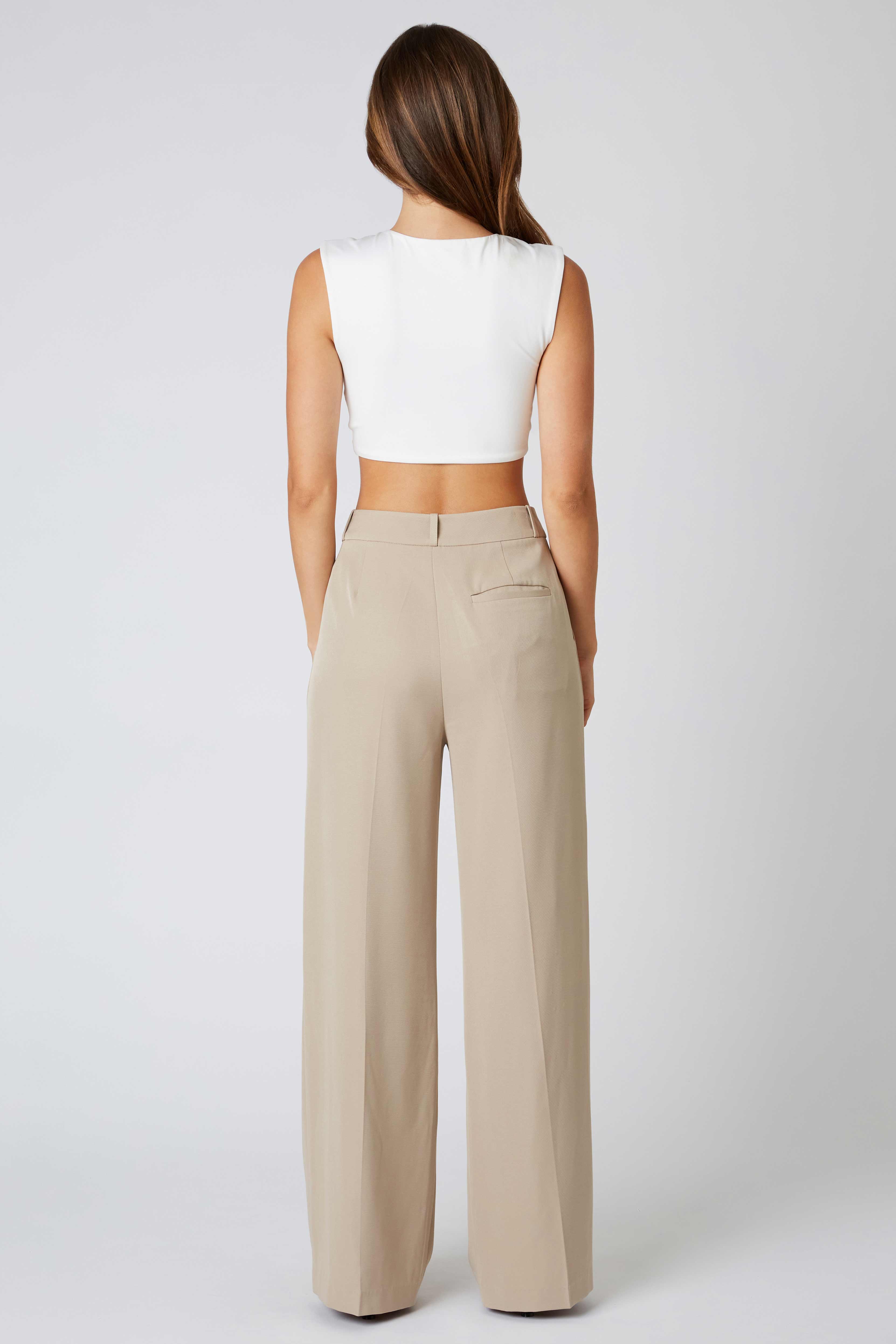 Mid-Rise Trousers in Taupe Back View