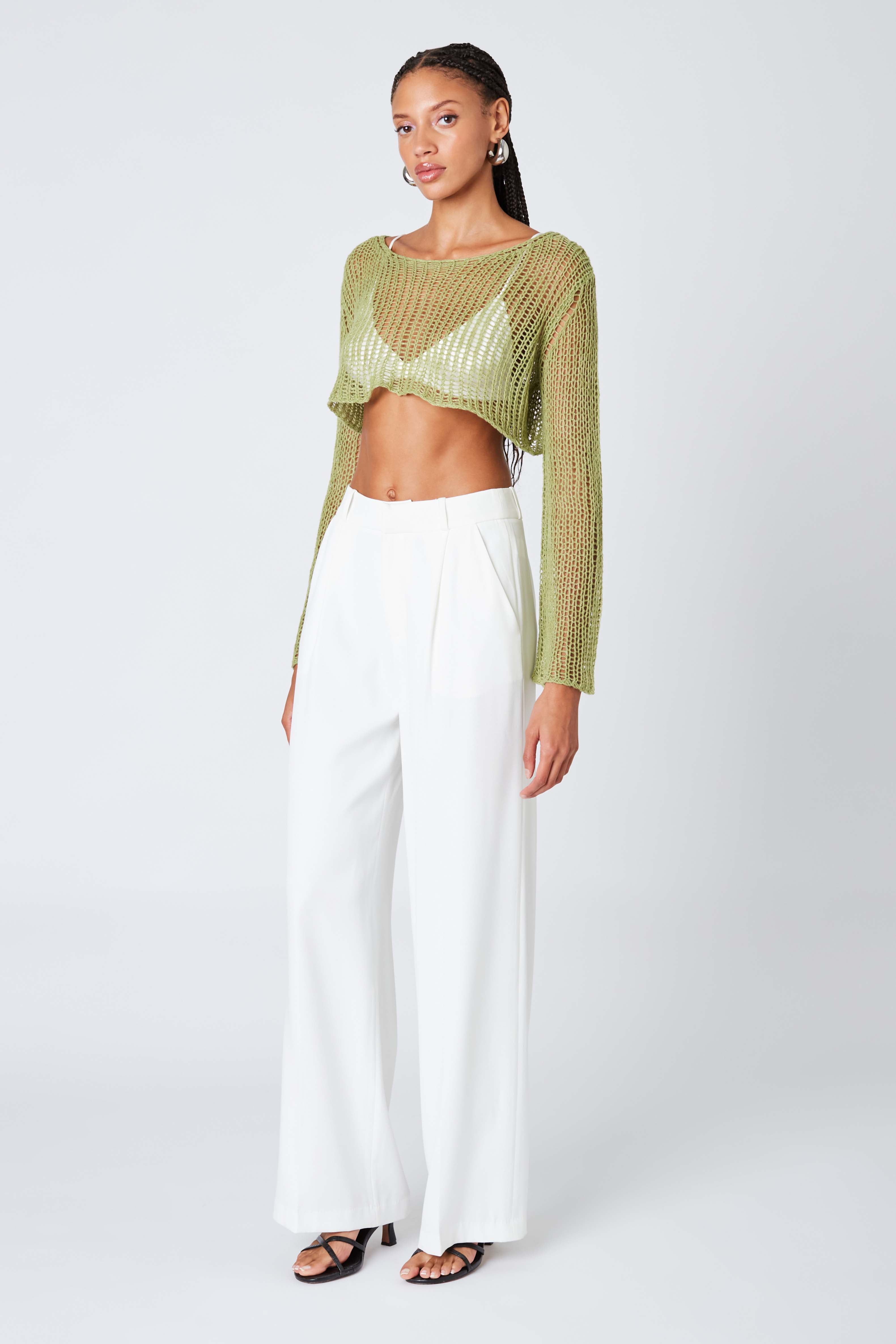 Mid-Rise Trousers in White Side View