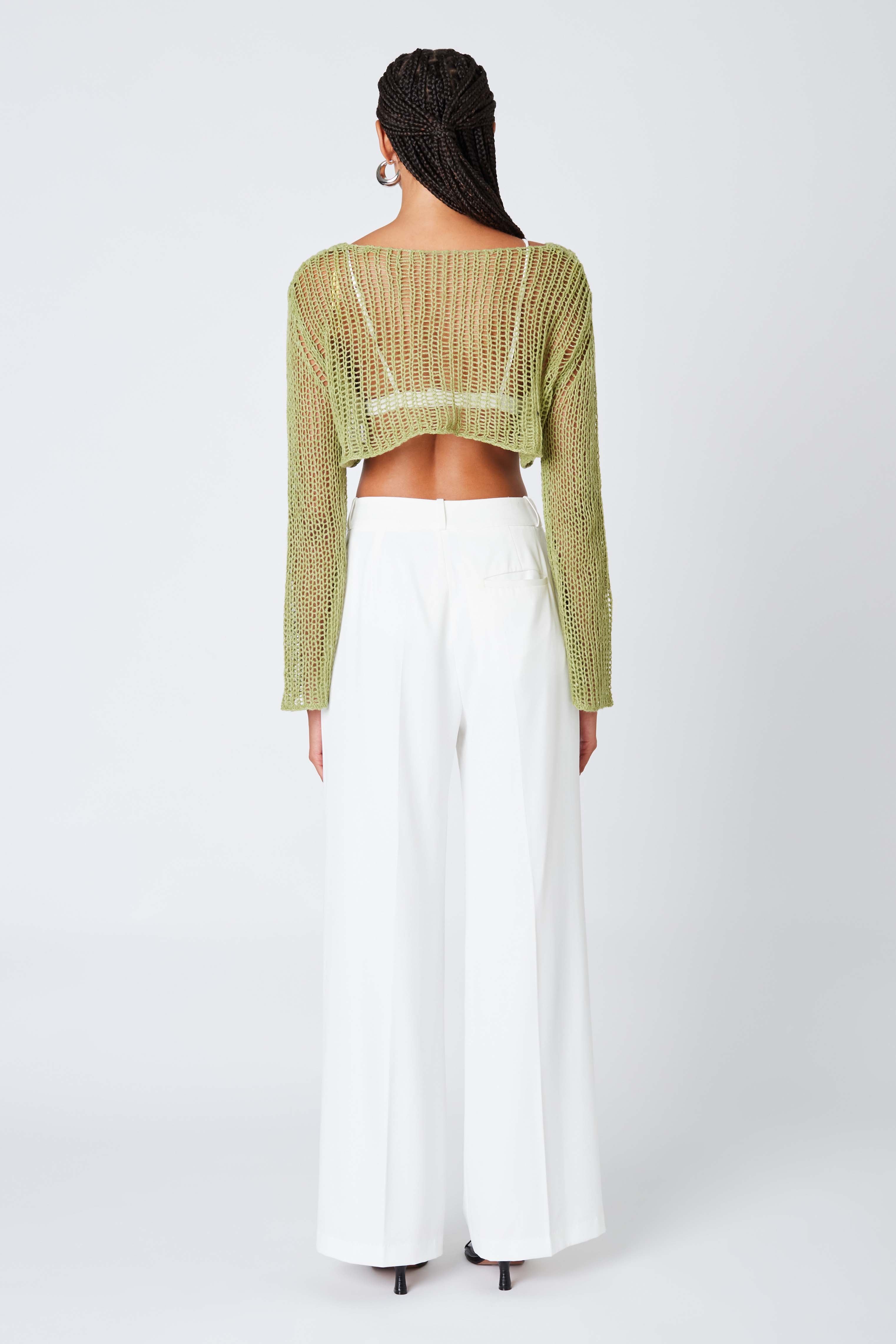 Mid-Rise Trousers in White Back View