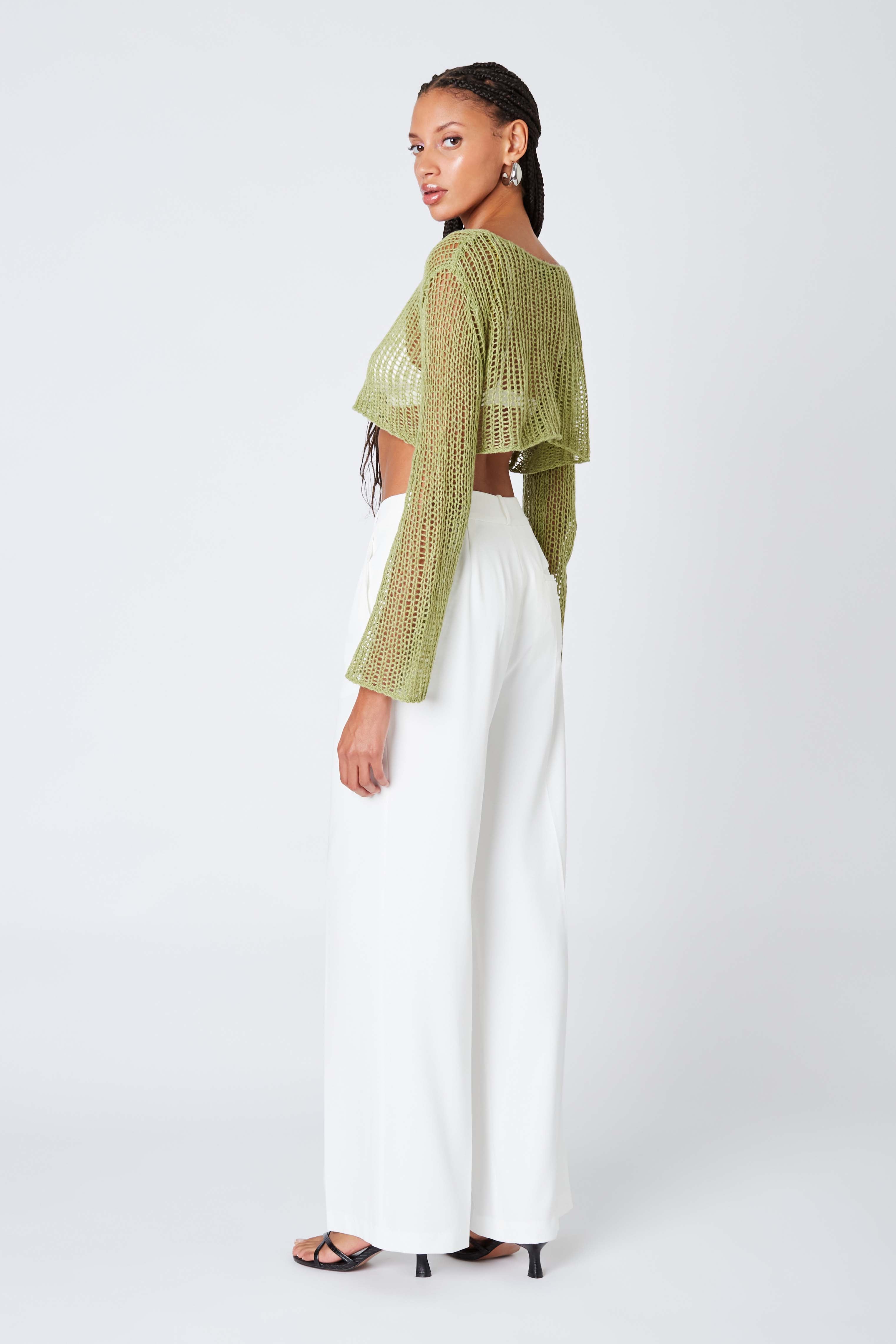 Mid-Rise Trousers in White Back View