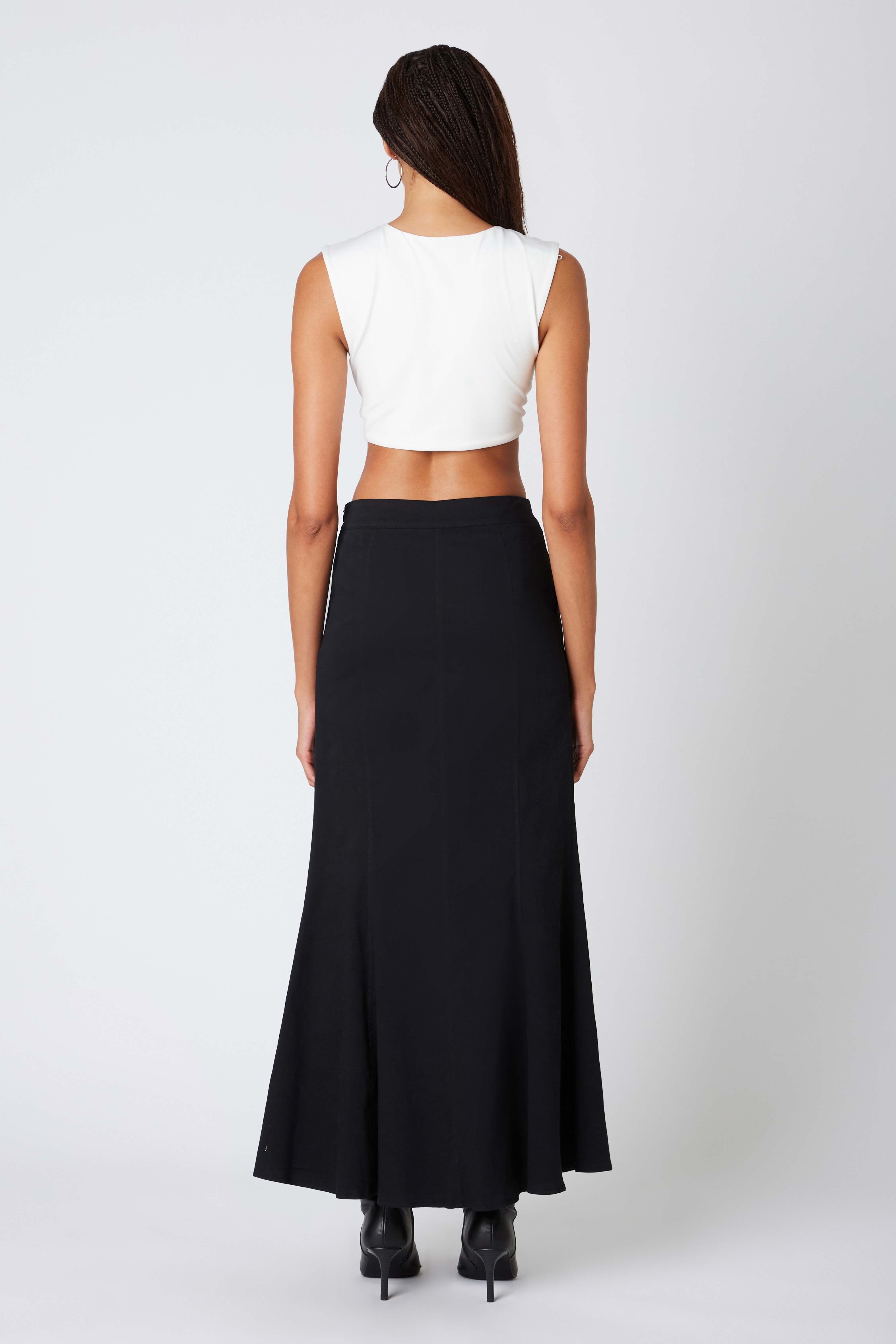 Twill Maxi Skirt in Black Back View