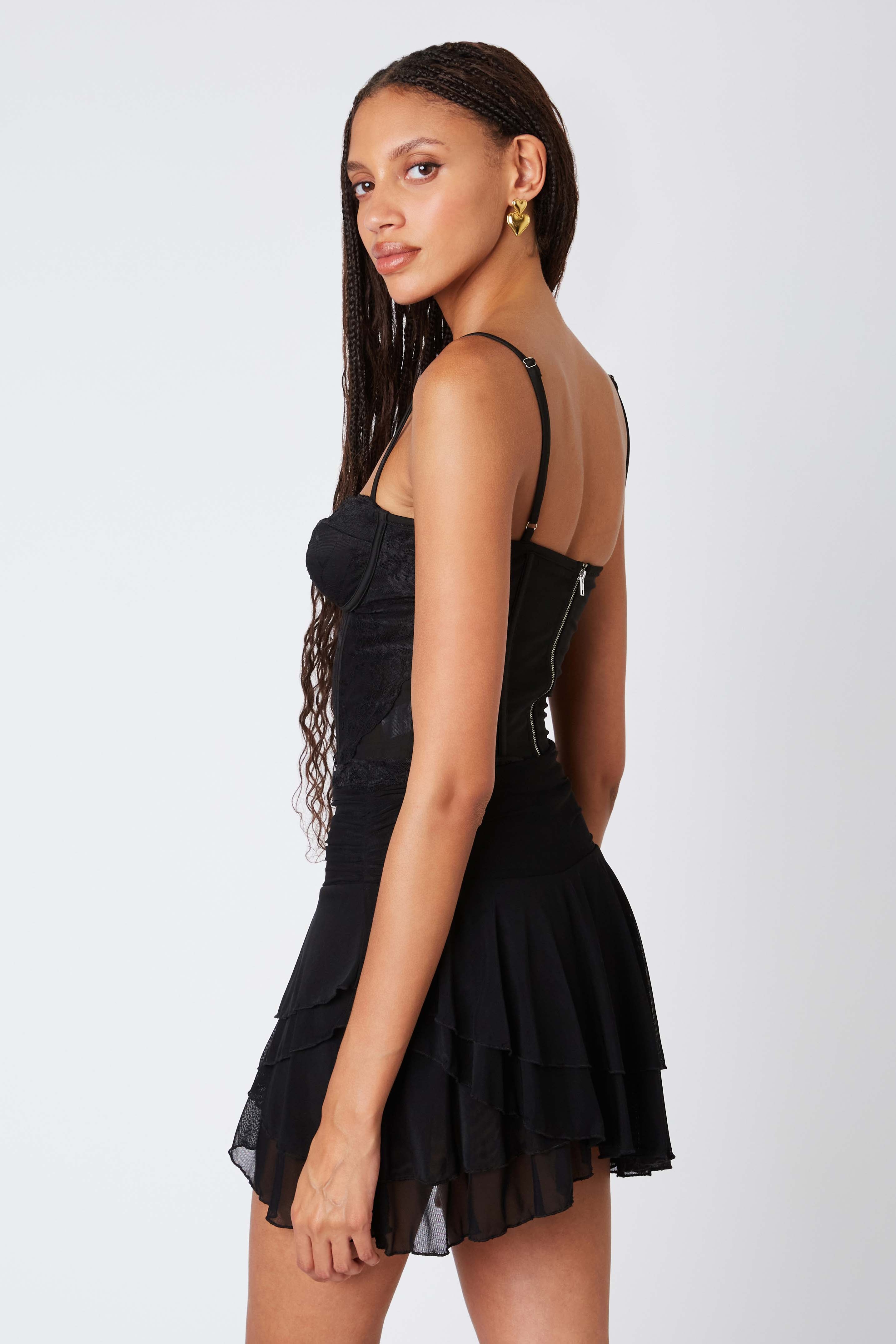 Asymmetrical Mini Skirt in Black Back View