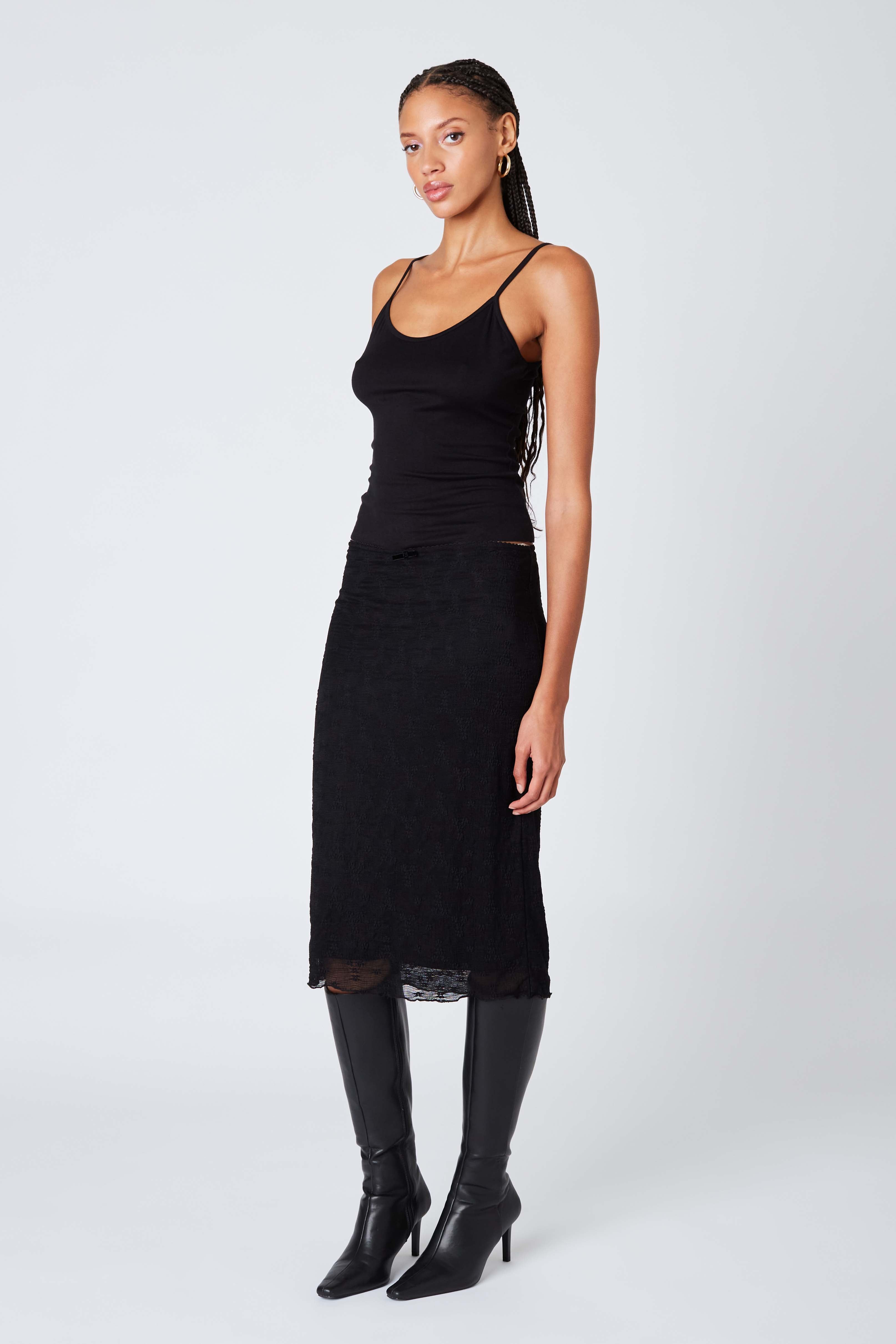 Sheer Midi Skirt in Black Side View