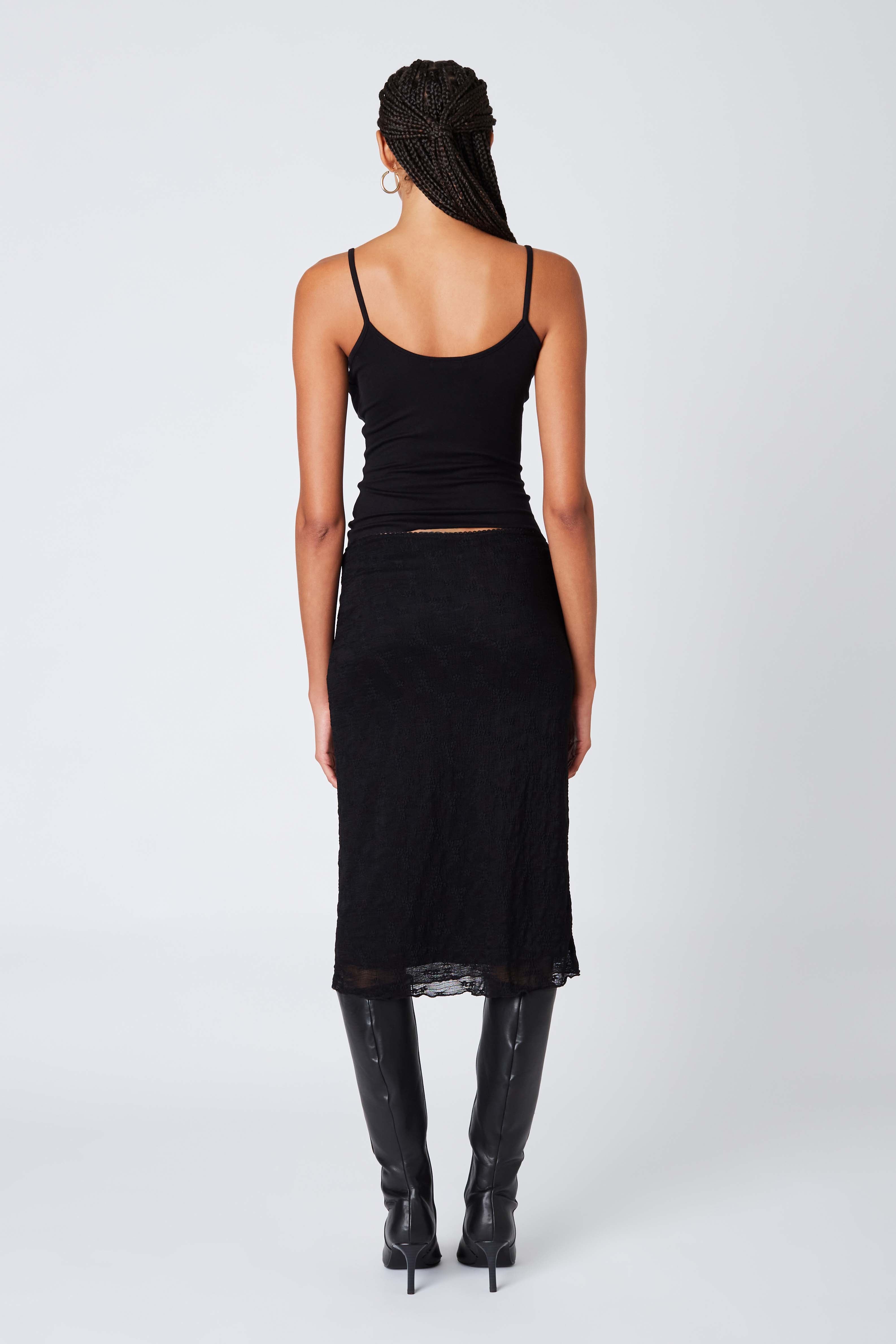 Sheer Midi Skirt in Black Back View