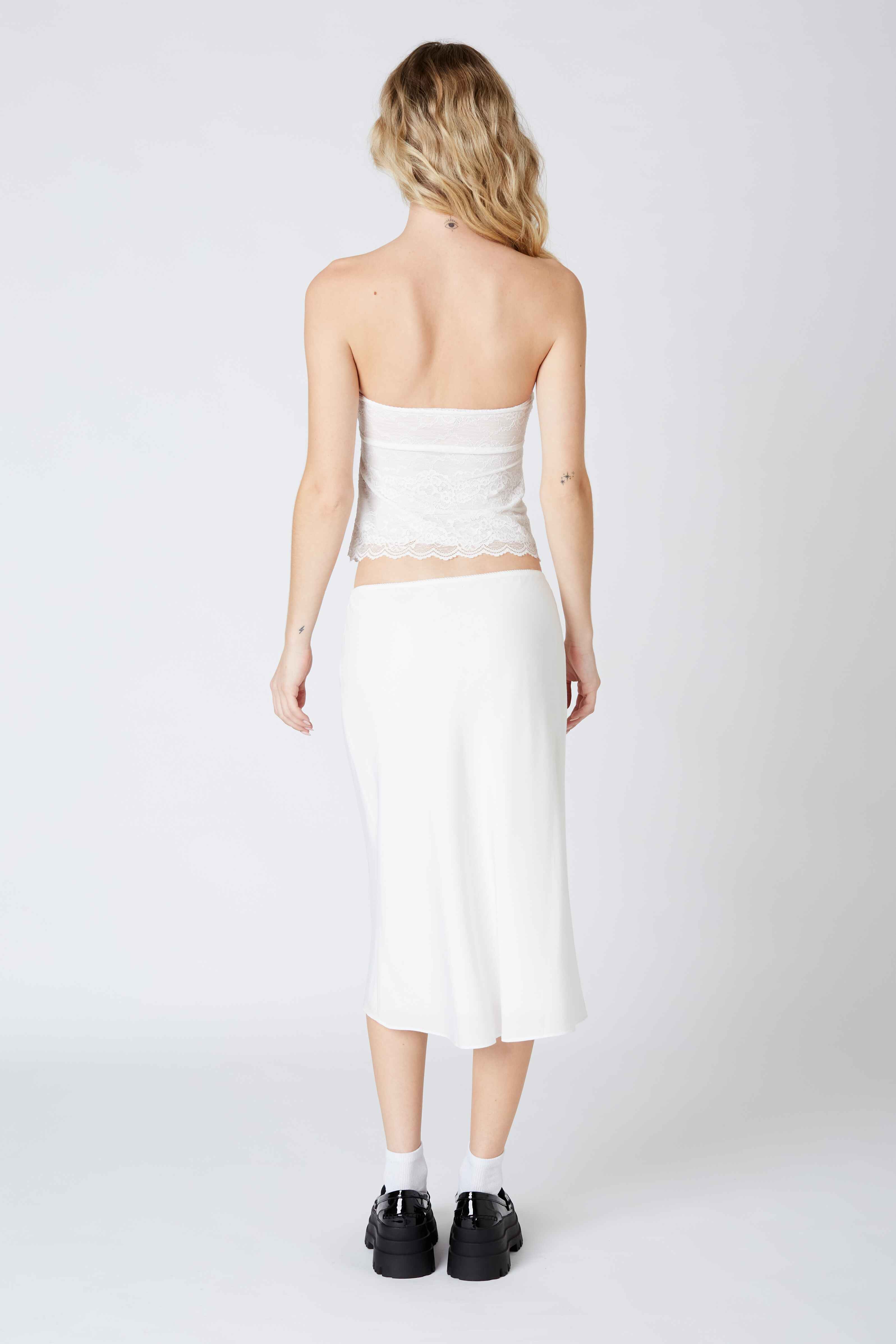 Knee Length Bias Skirt in white back view