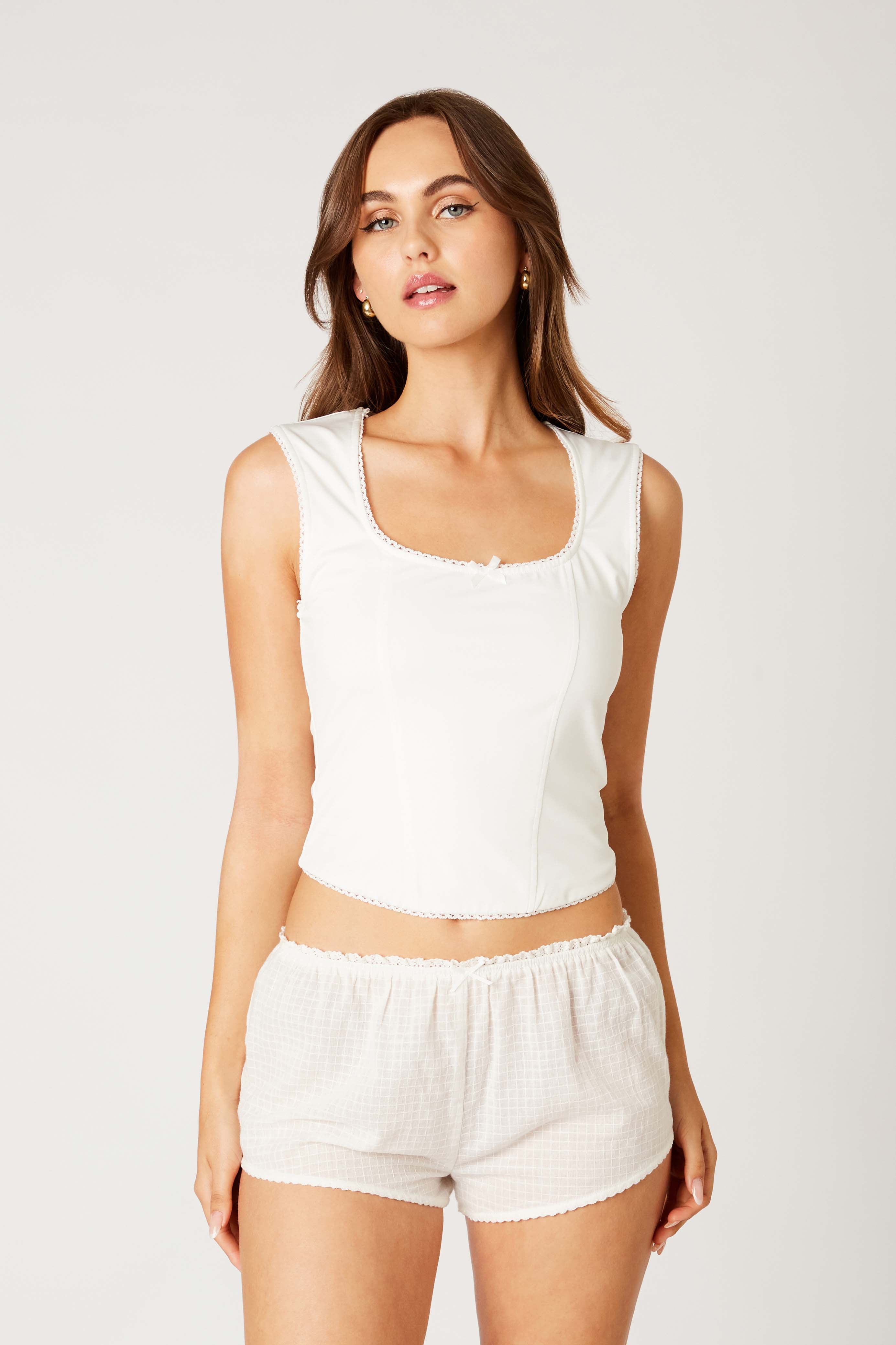 Micro Mini Shorts in white front view