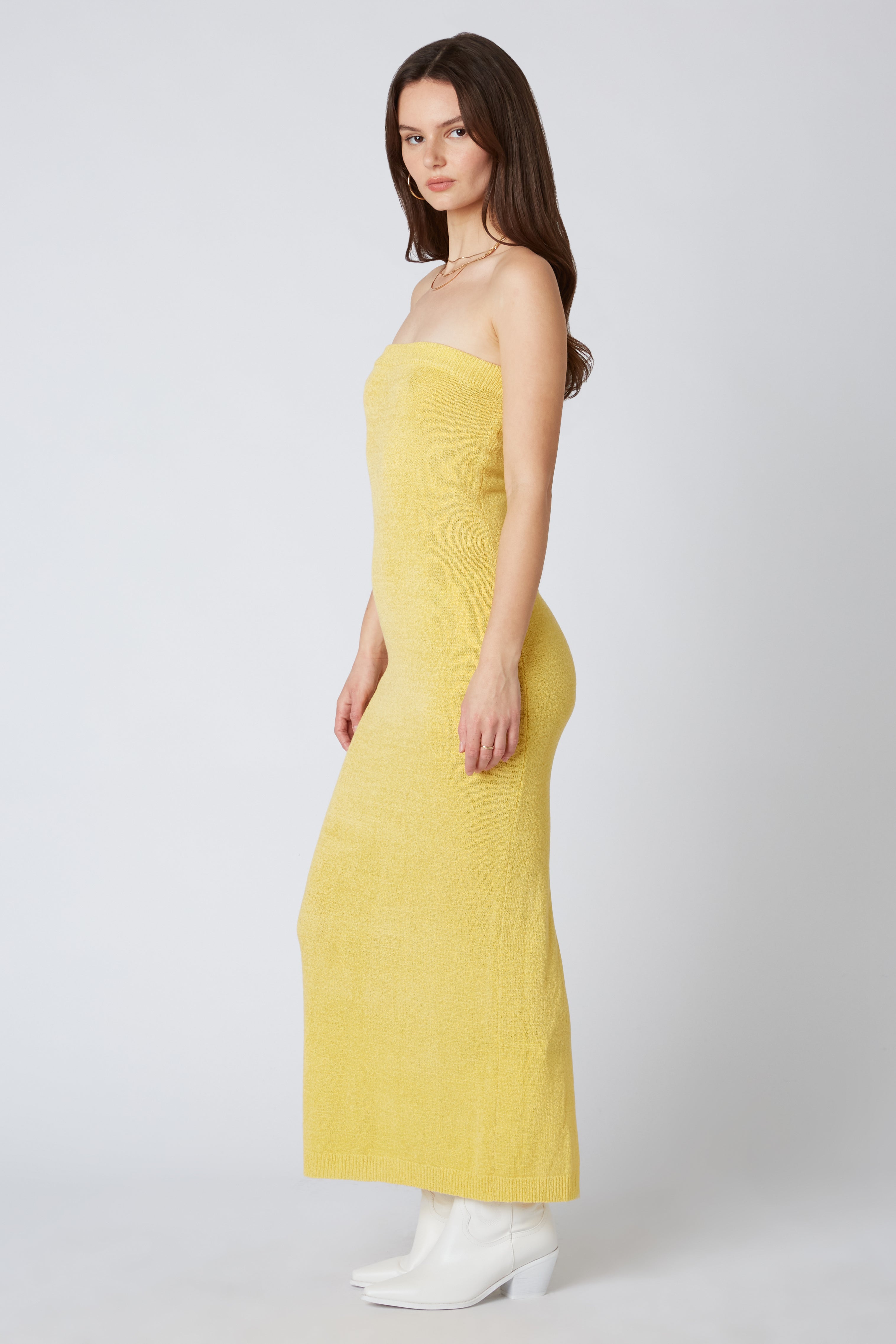 Strapless Knit Maxi Dress in Honey Side