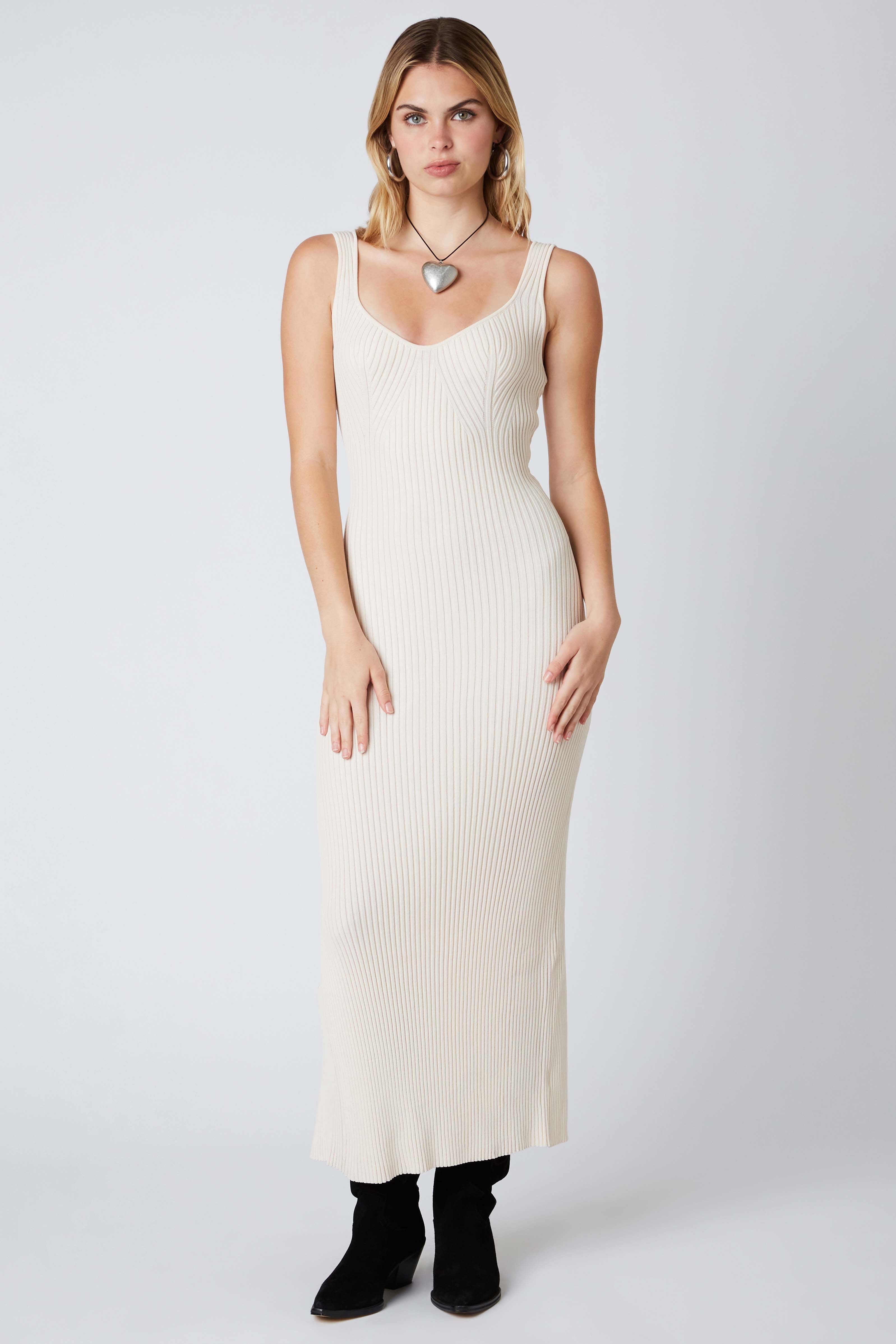 Fitted Maxi Dress in Natural Front View