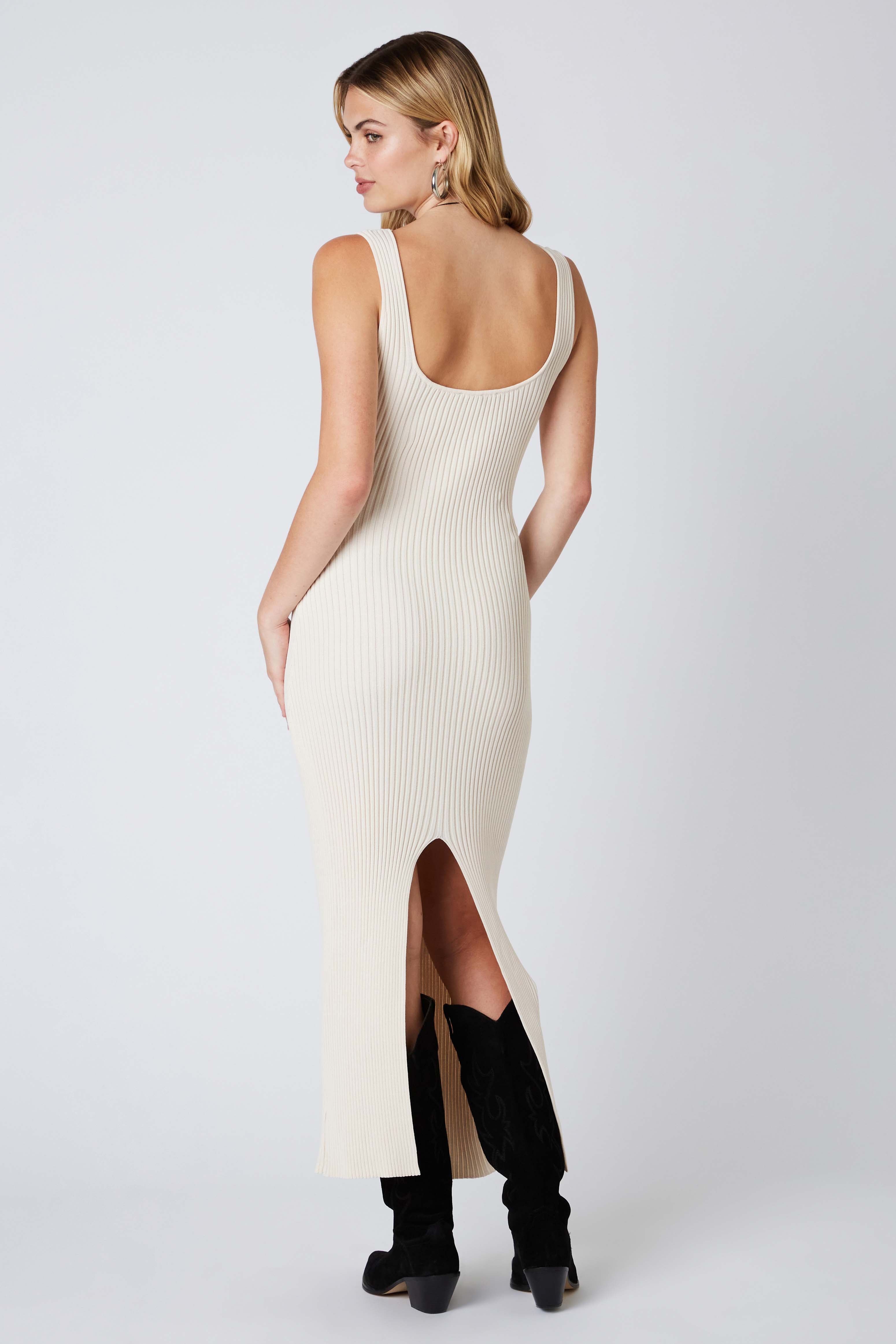 Fitted Maxi Dress in Natural Back View