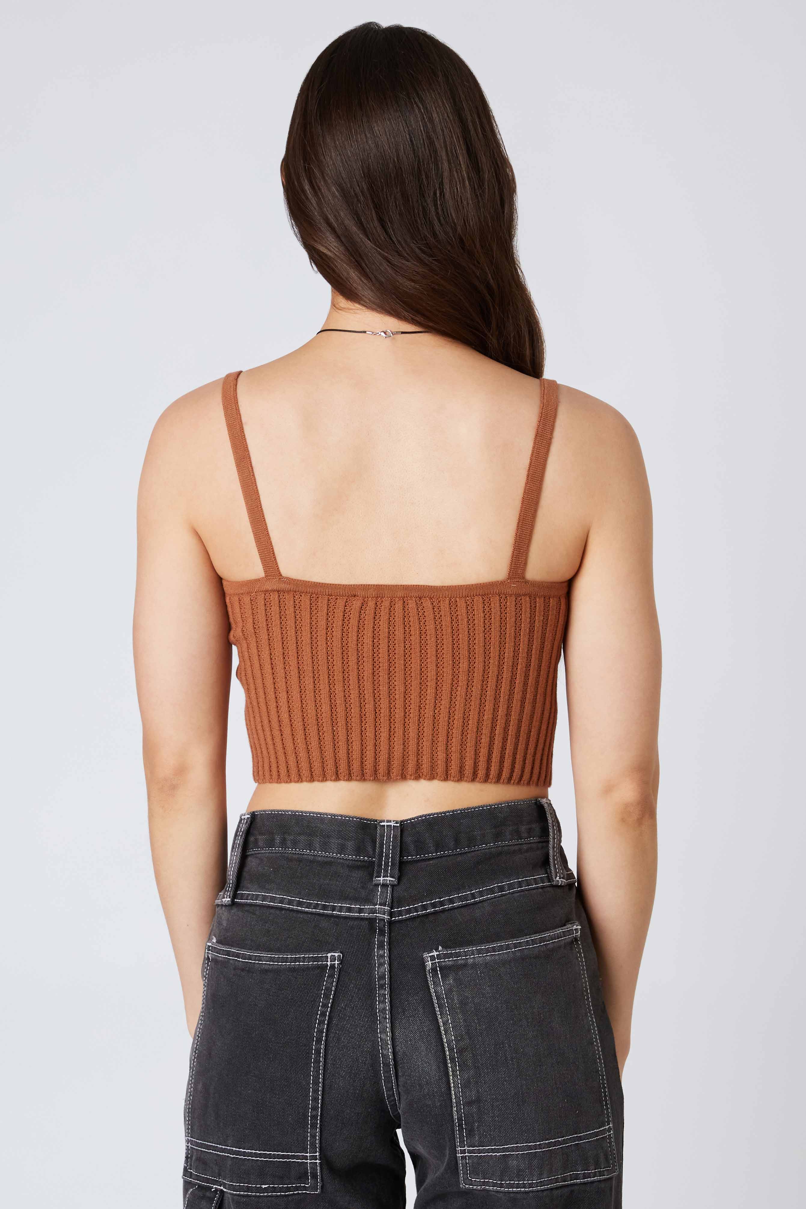 Ribbed Tank Top in Bronze Back View