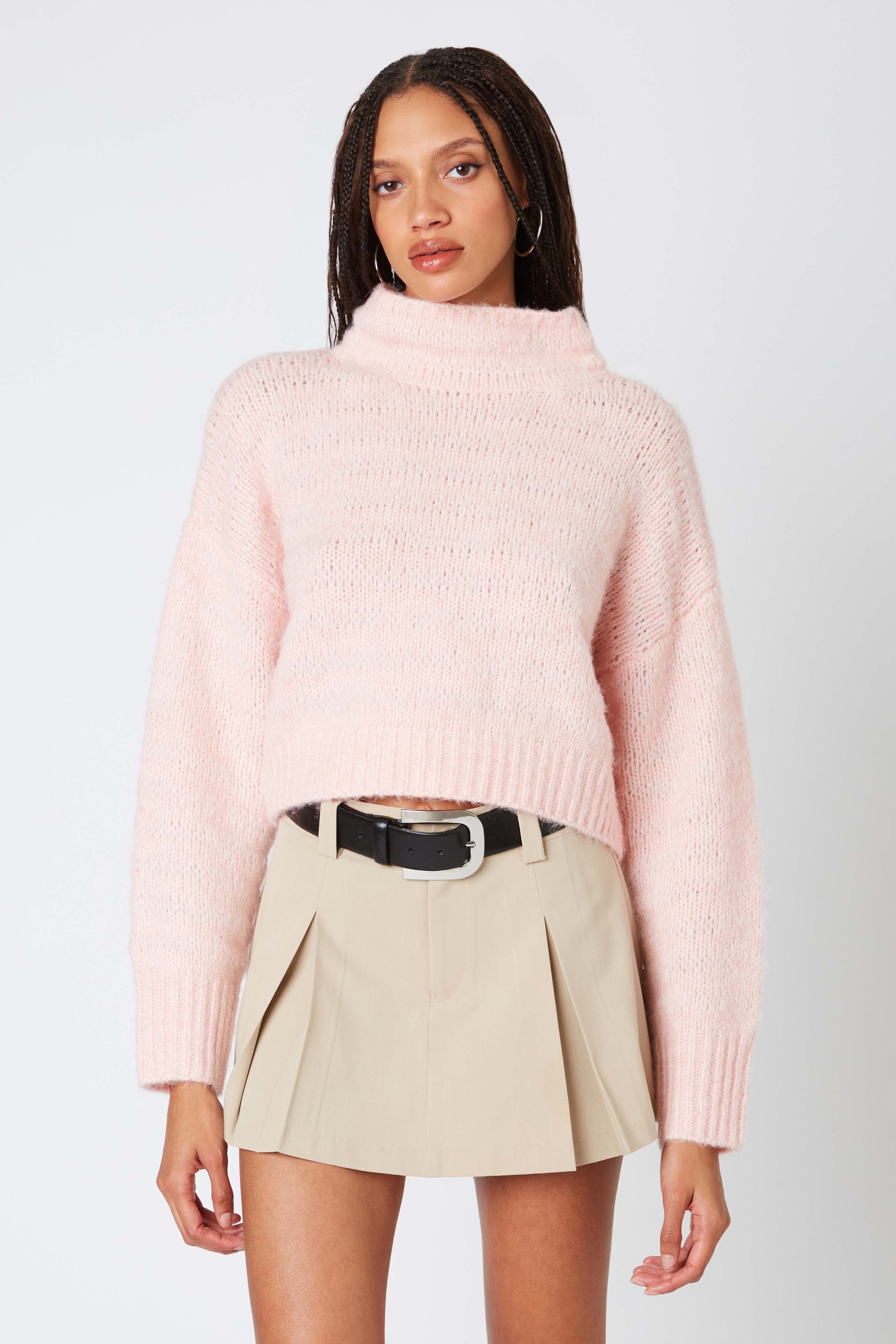 Mockneck Sweater in Blush Front View