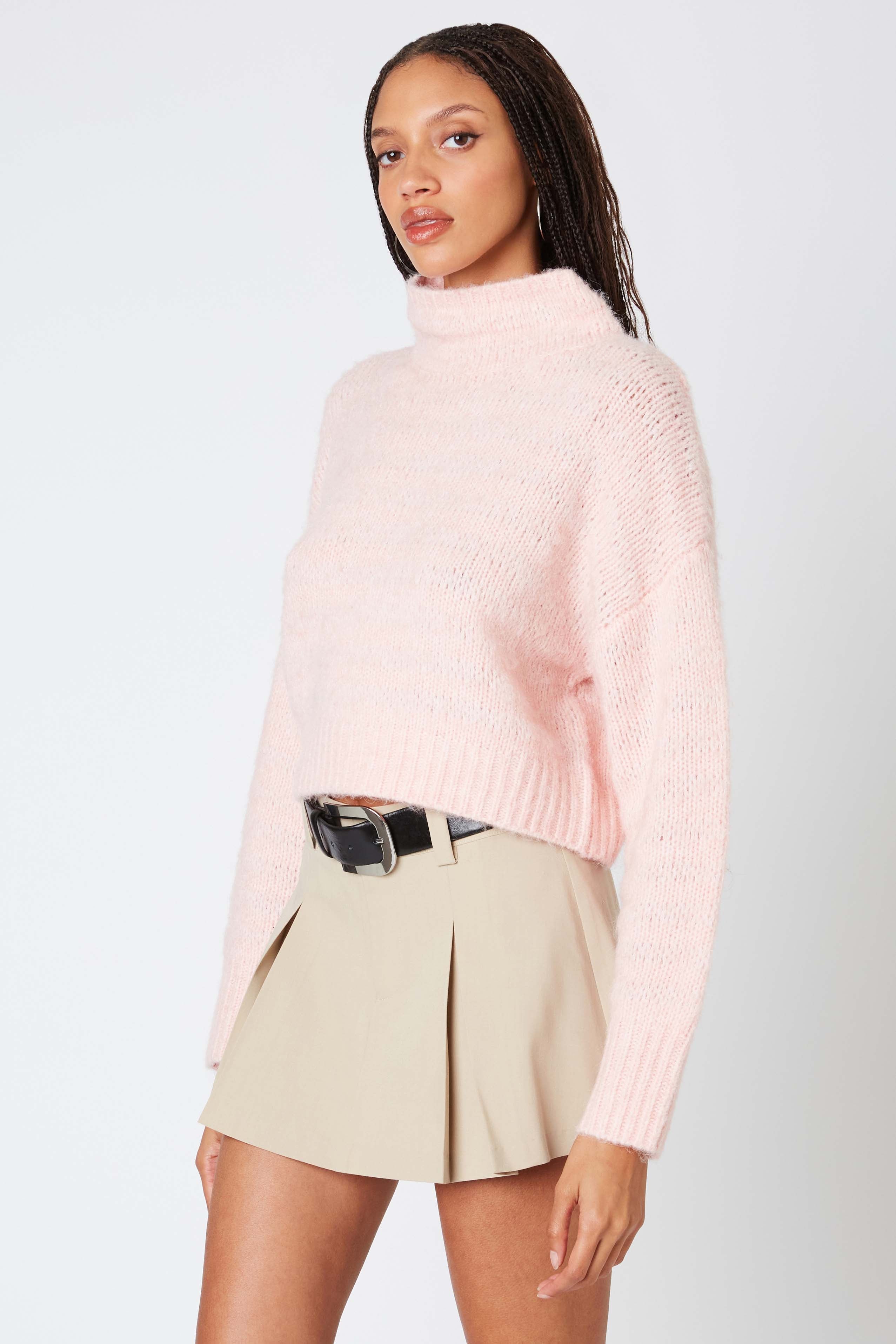 Mockneck Sweater in Blush Side View