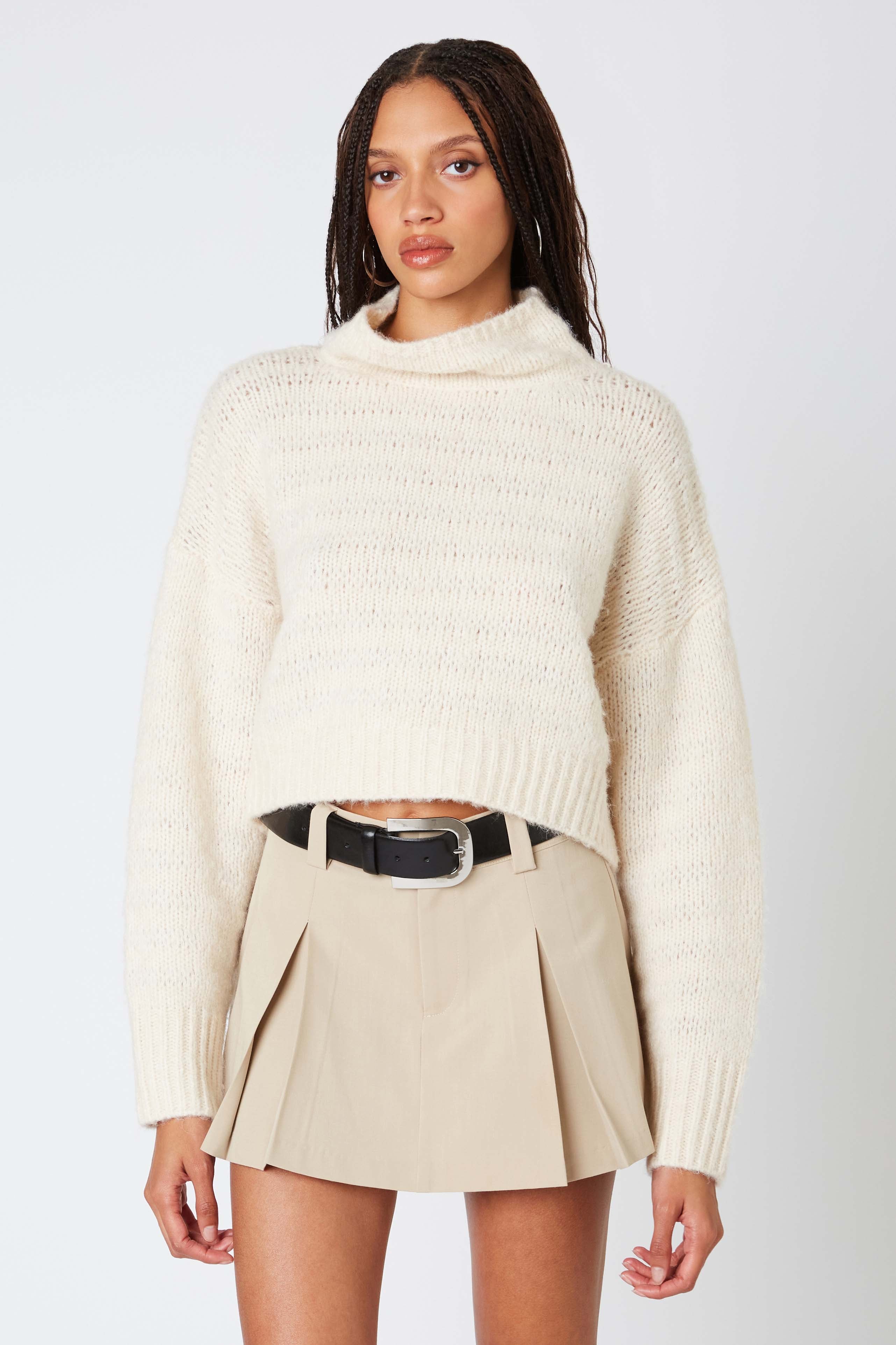 Mockneck Sweater in Oatmeal Front View