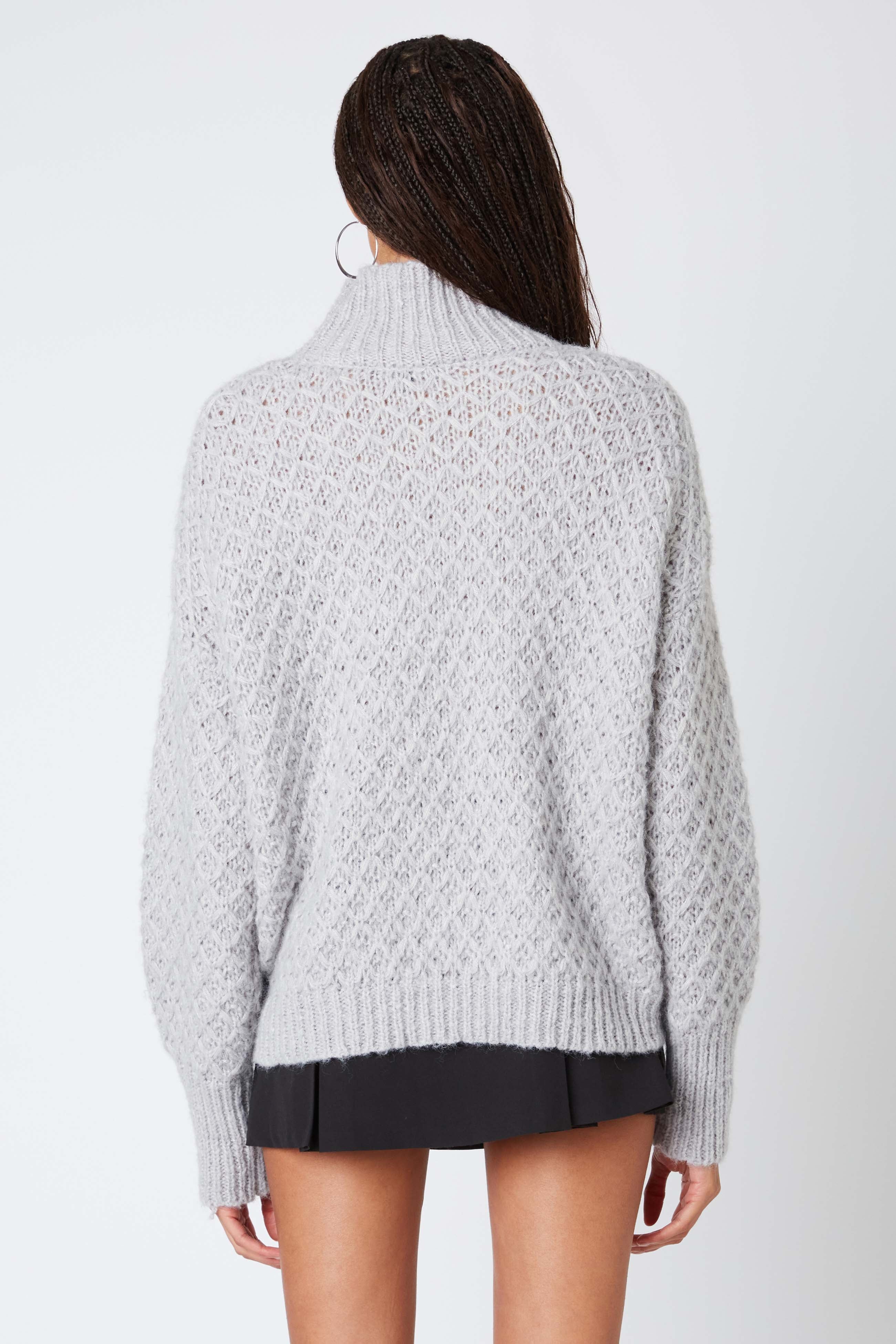 Knit Mockneck Sweater in Grey Back View