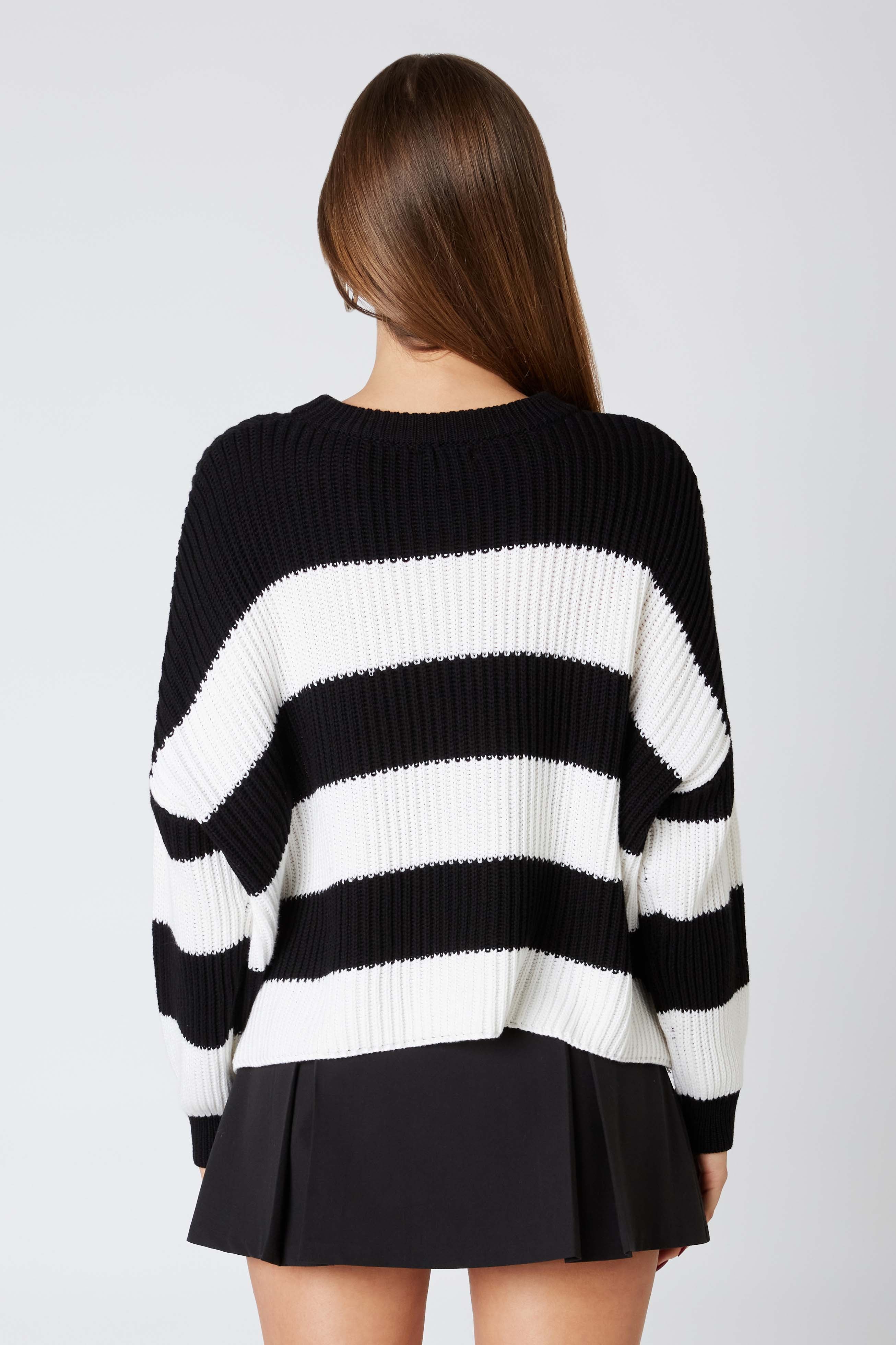 Rugby Oversized Sweater in Black White Back View