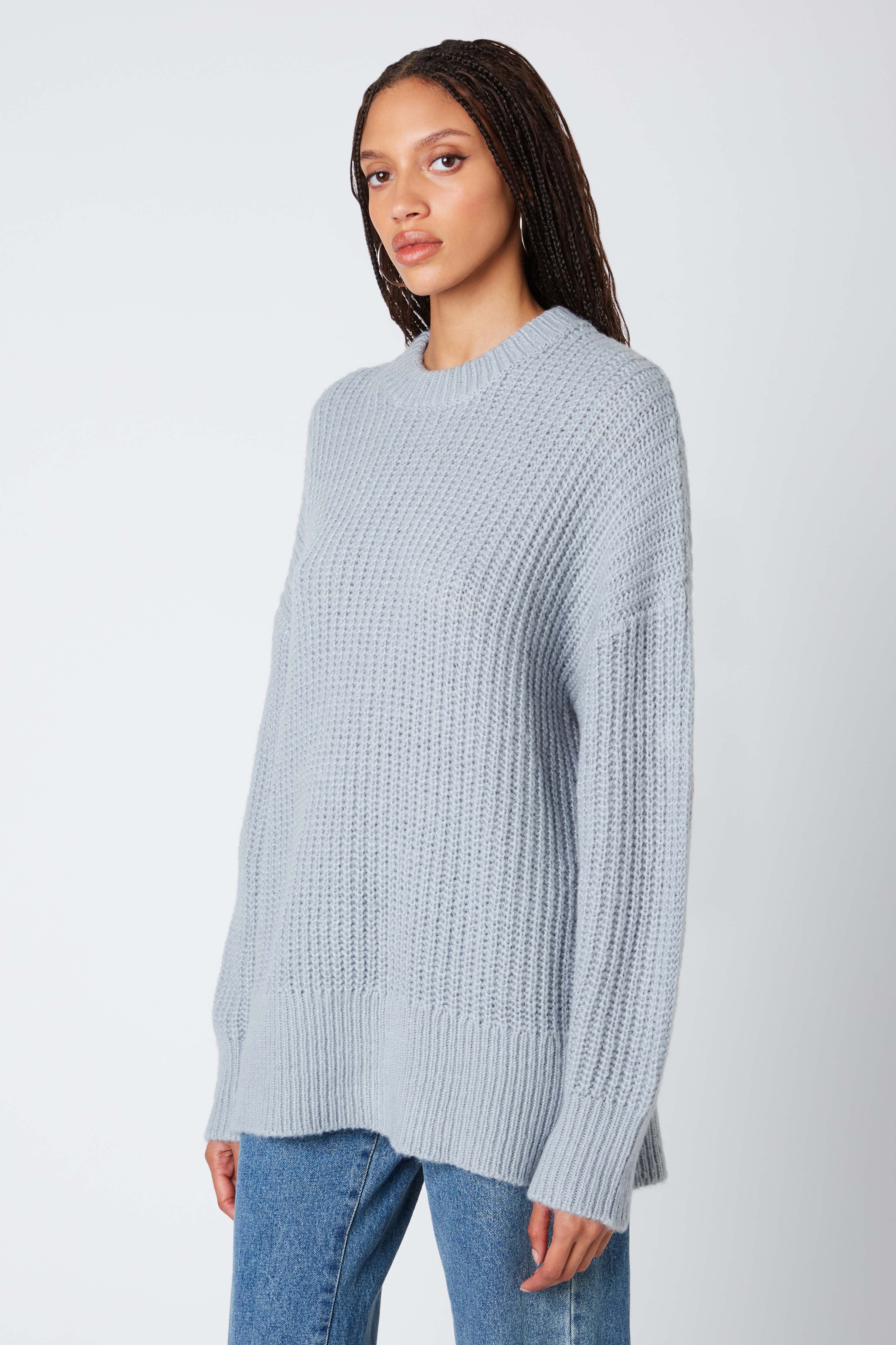 Oversized Knitted Sweater in Slate Side View