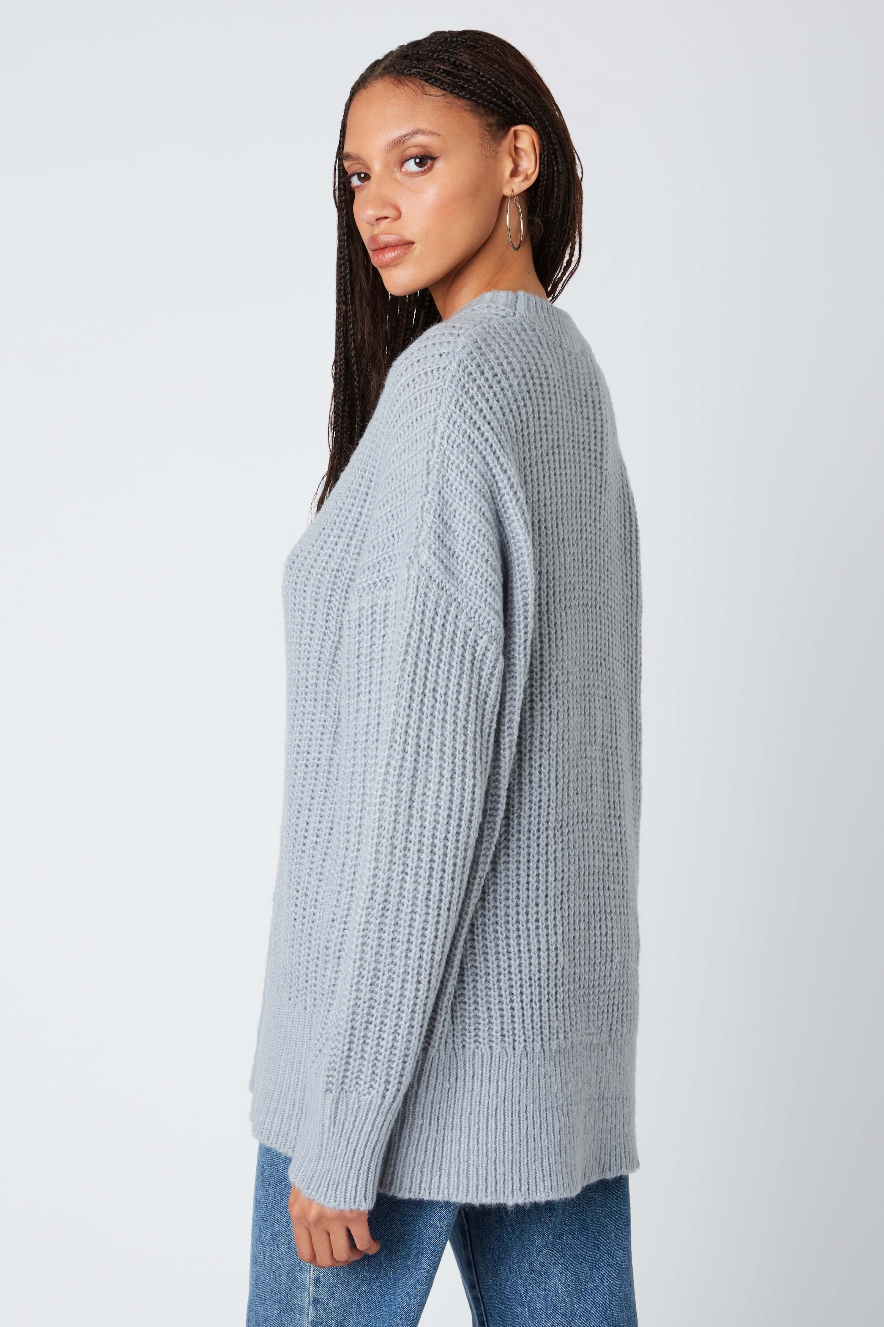 Oversized Knitted Sweater in Slate Back View