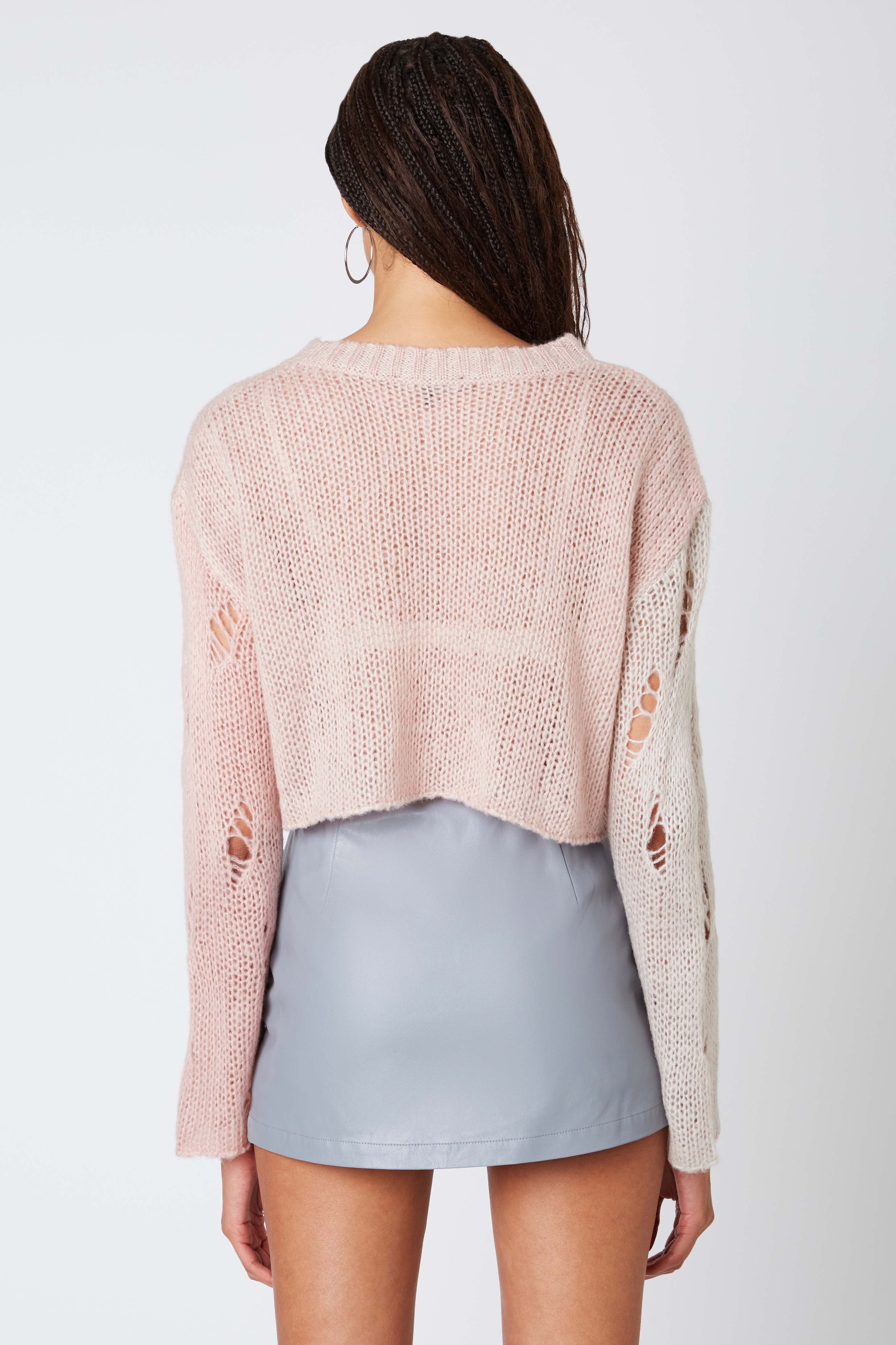 Cropped Knitted Top in Cameo Pink Back View