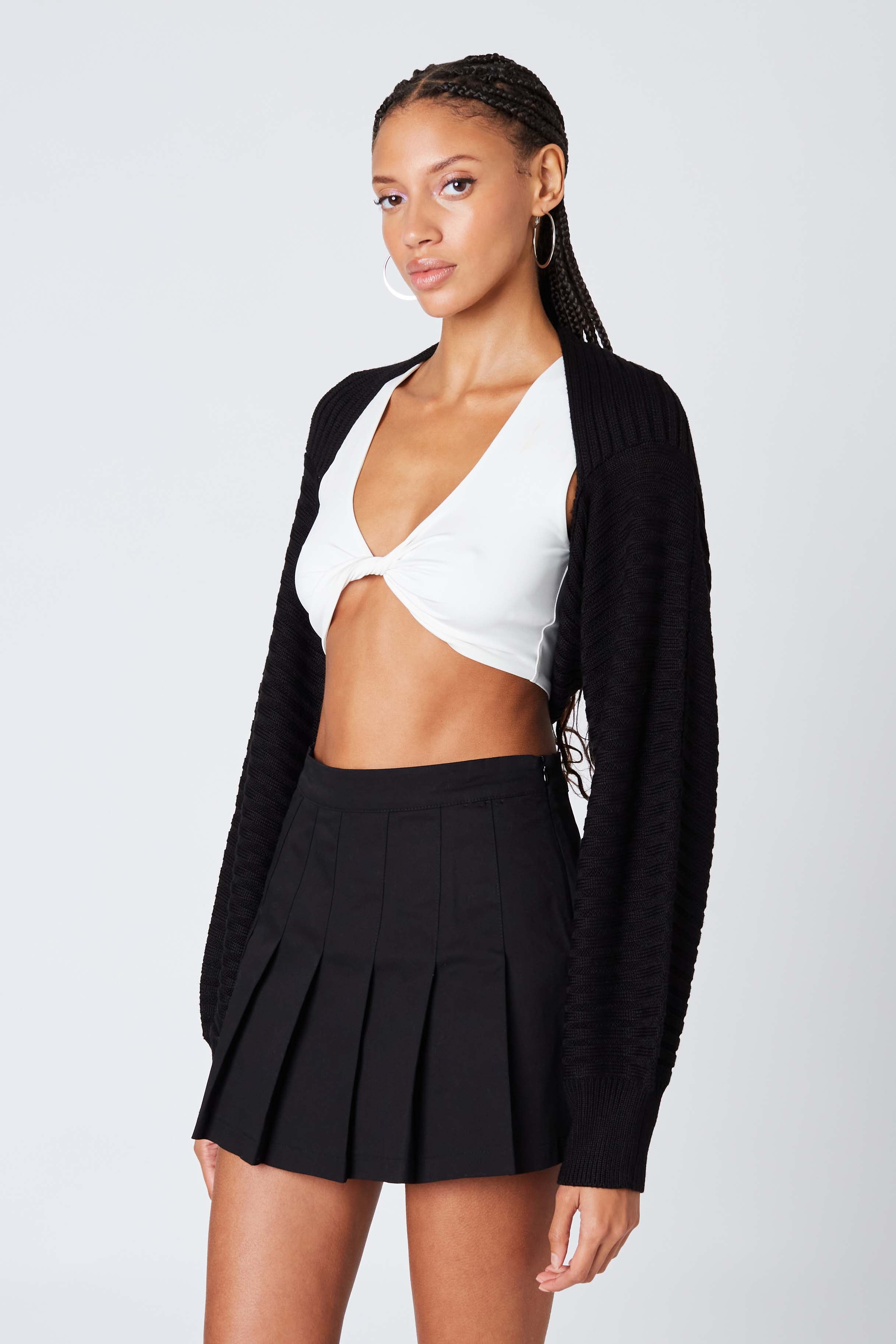 Heavyweight Knitted Shrug in Black Side View