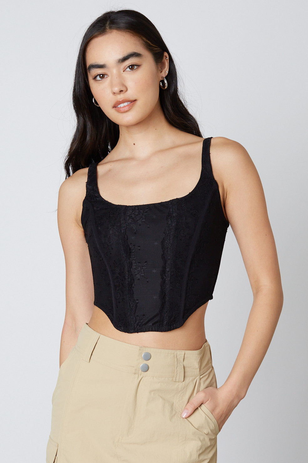 Lace Corset in Black Front View