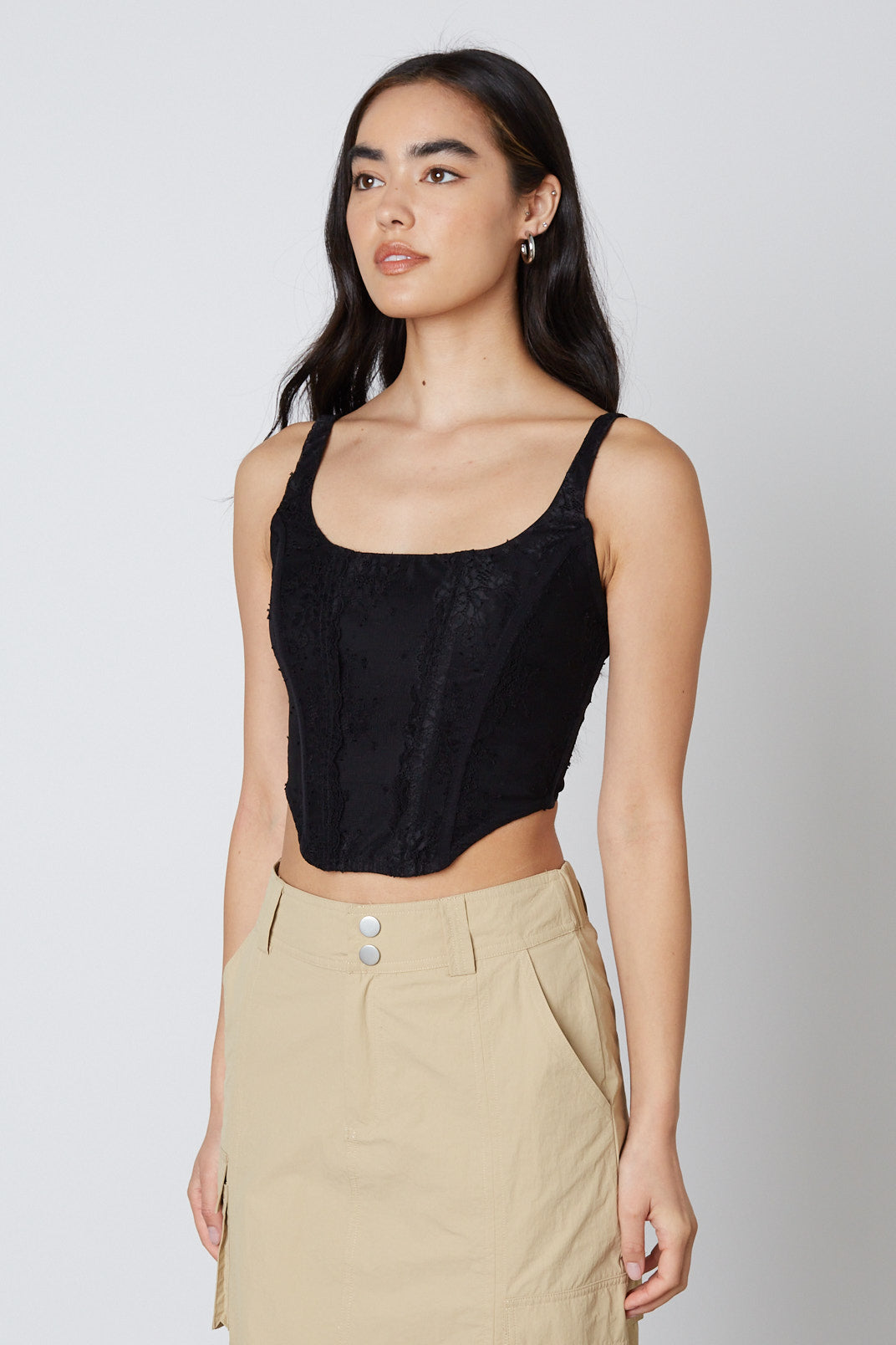 Lace Corset in Black Side View