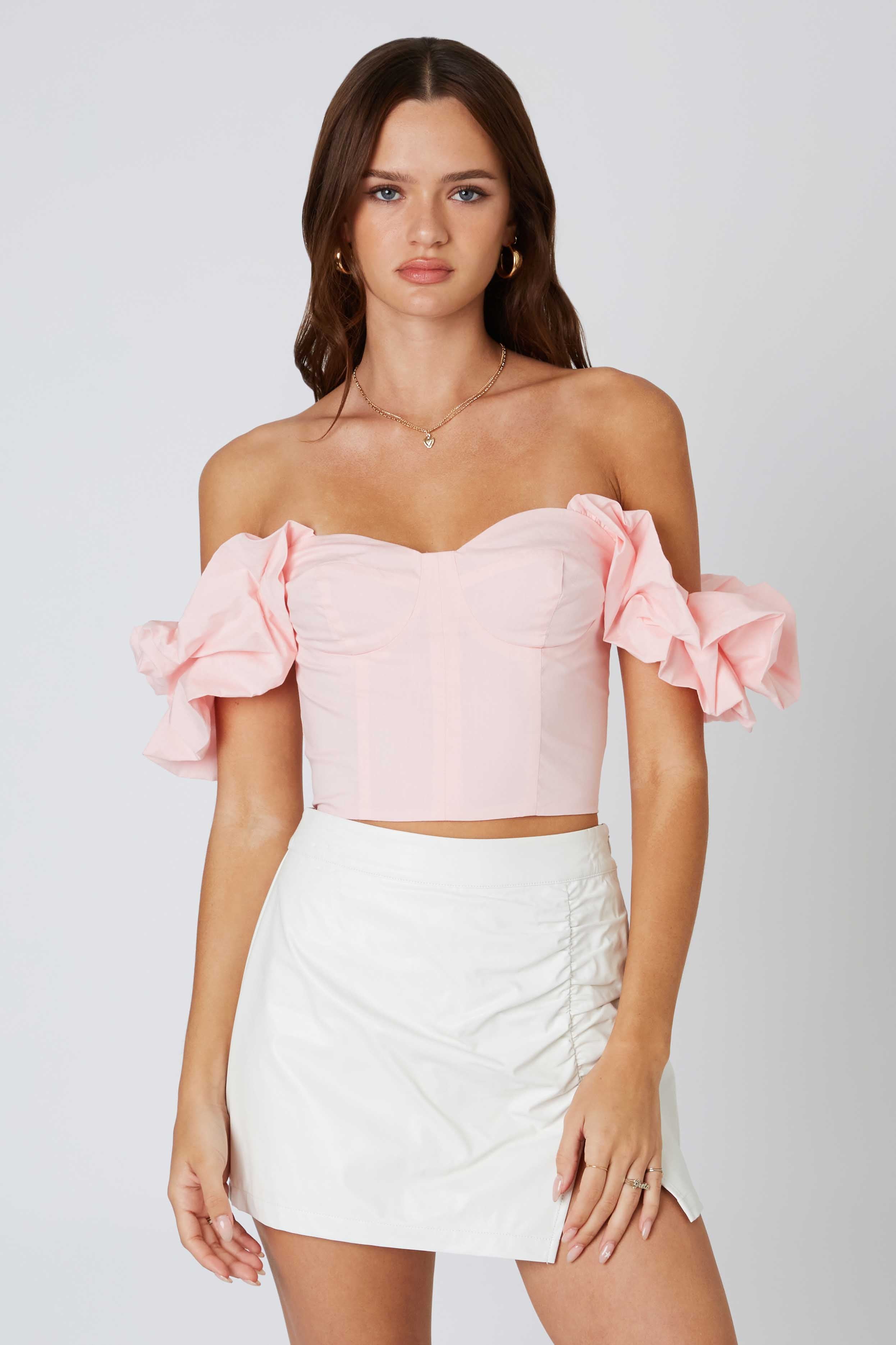 Off-Shoulder Corset in Blush Front View