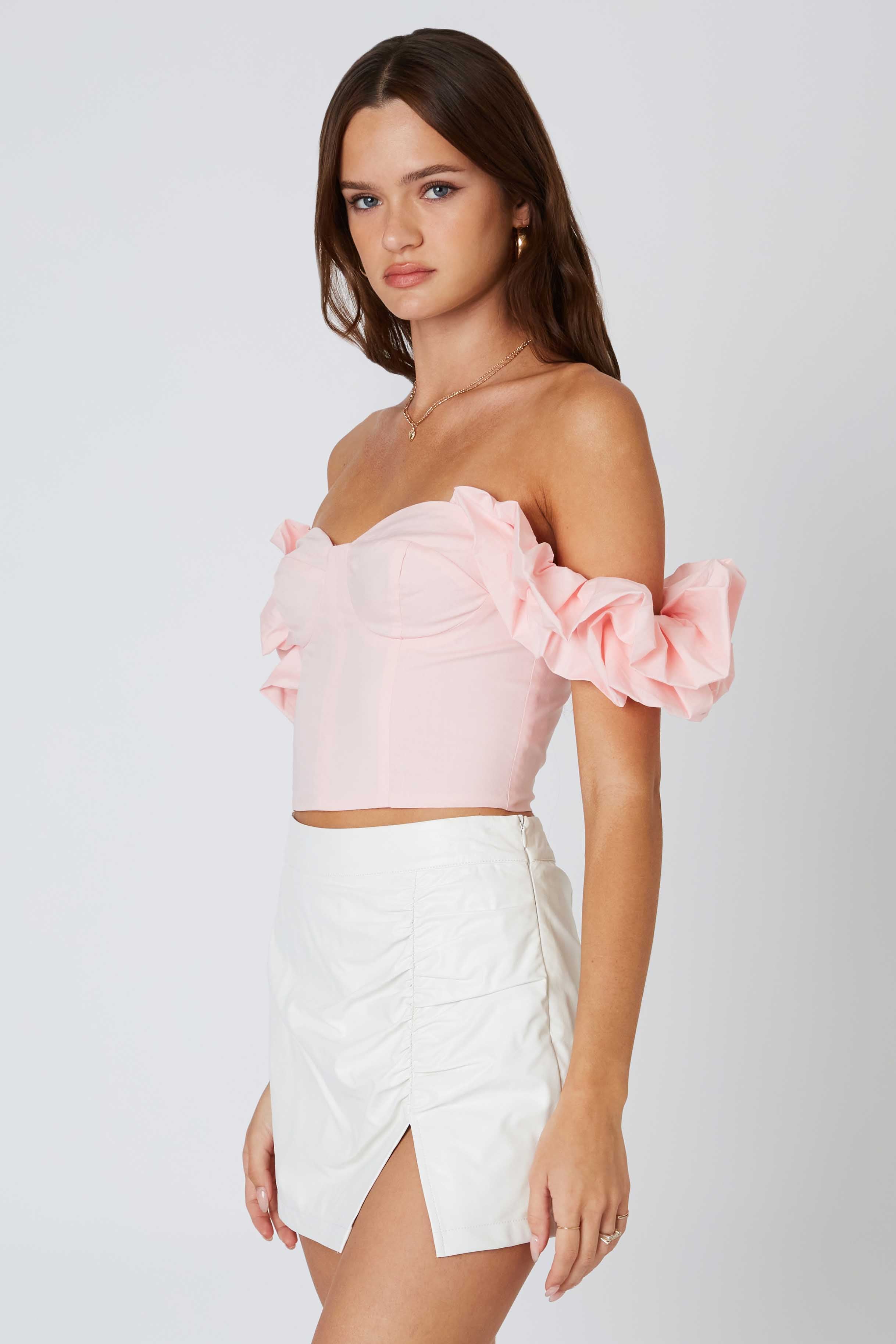 Off-Shoulder Corset in Blush Side View