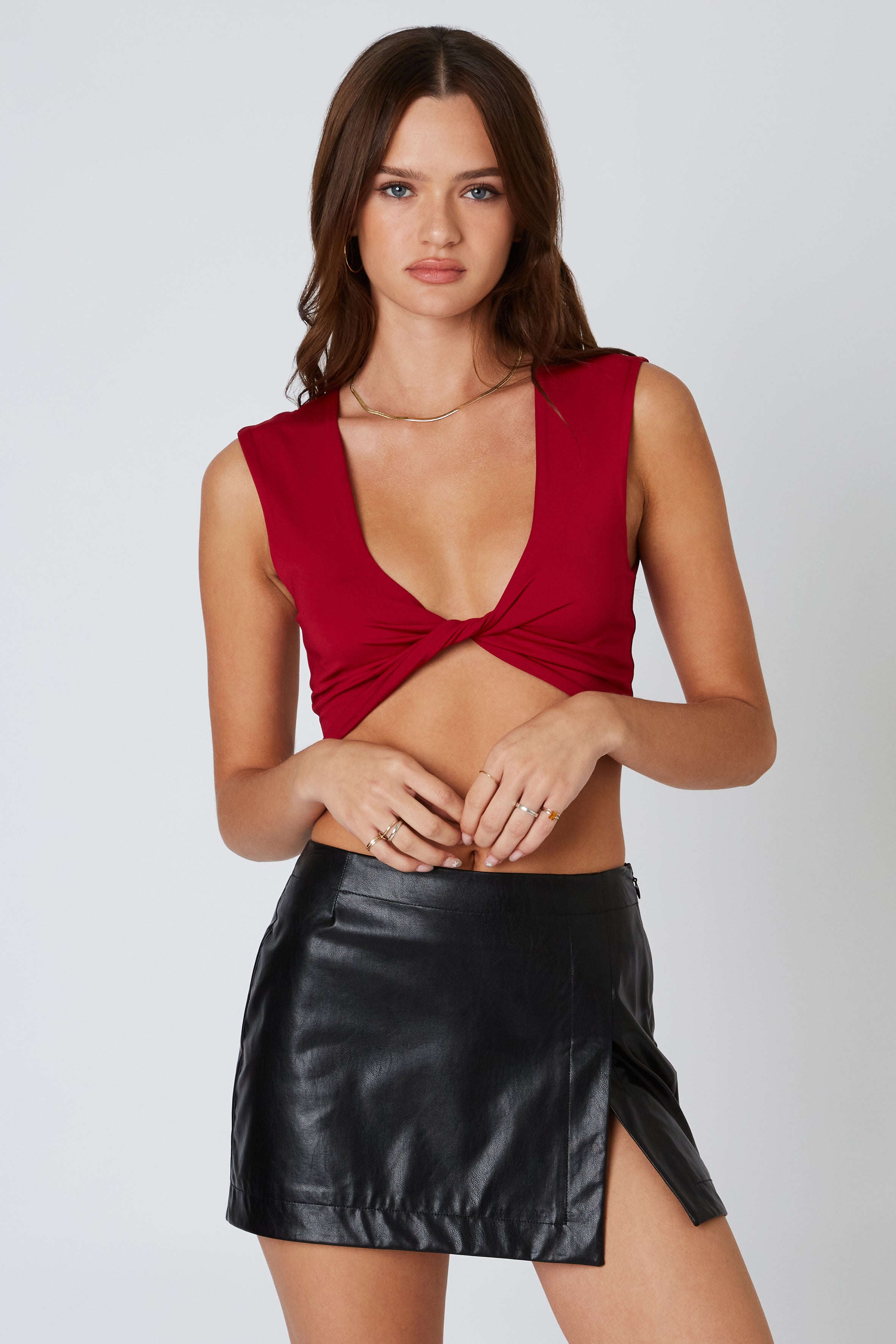 Twisted Bralette Top in Wine Front View