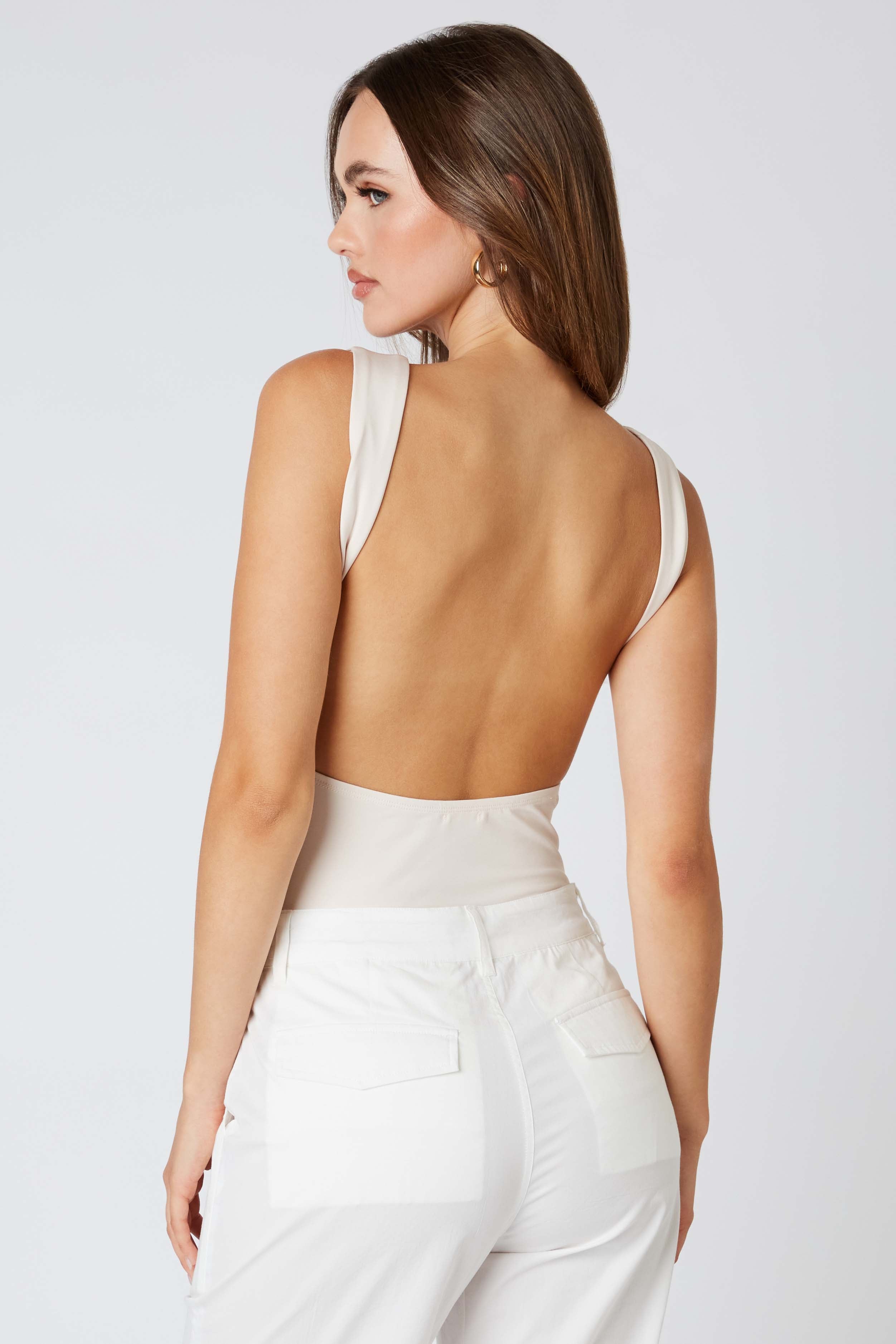 Open Back Tank in Latte Back View