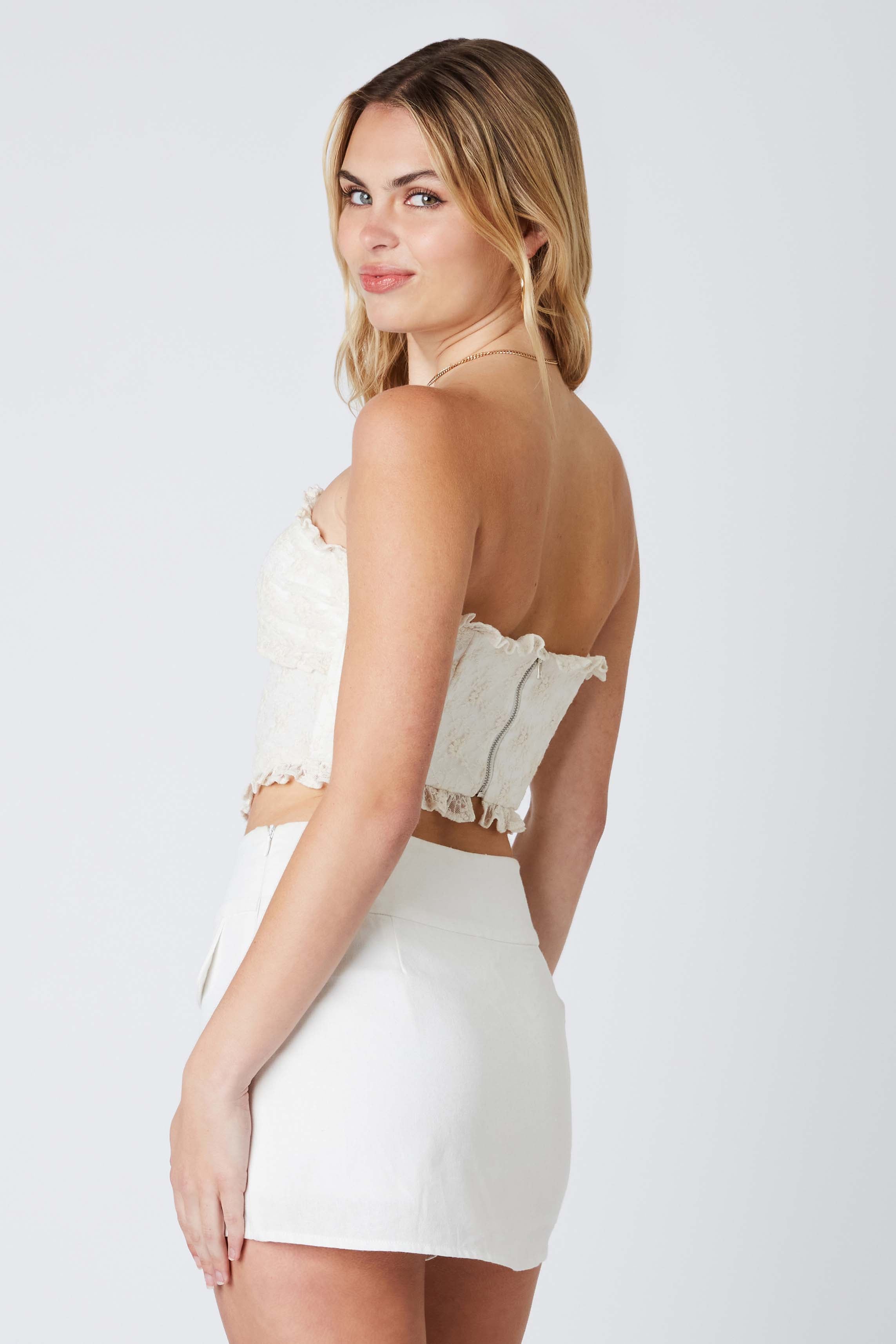 Floral Lace Top in White Back View