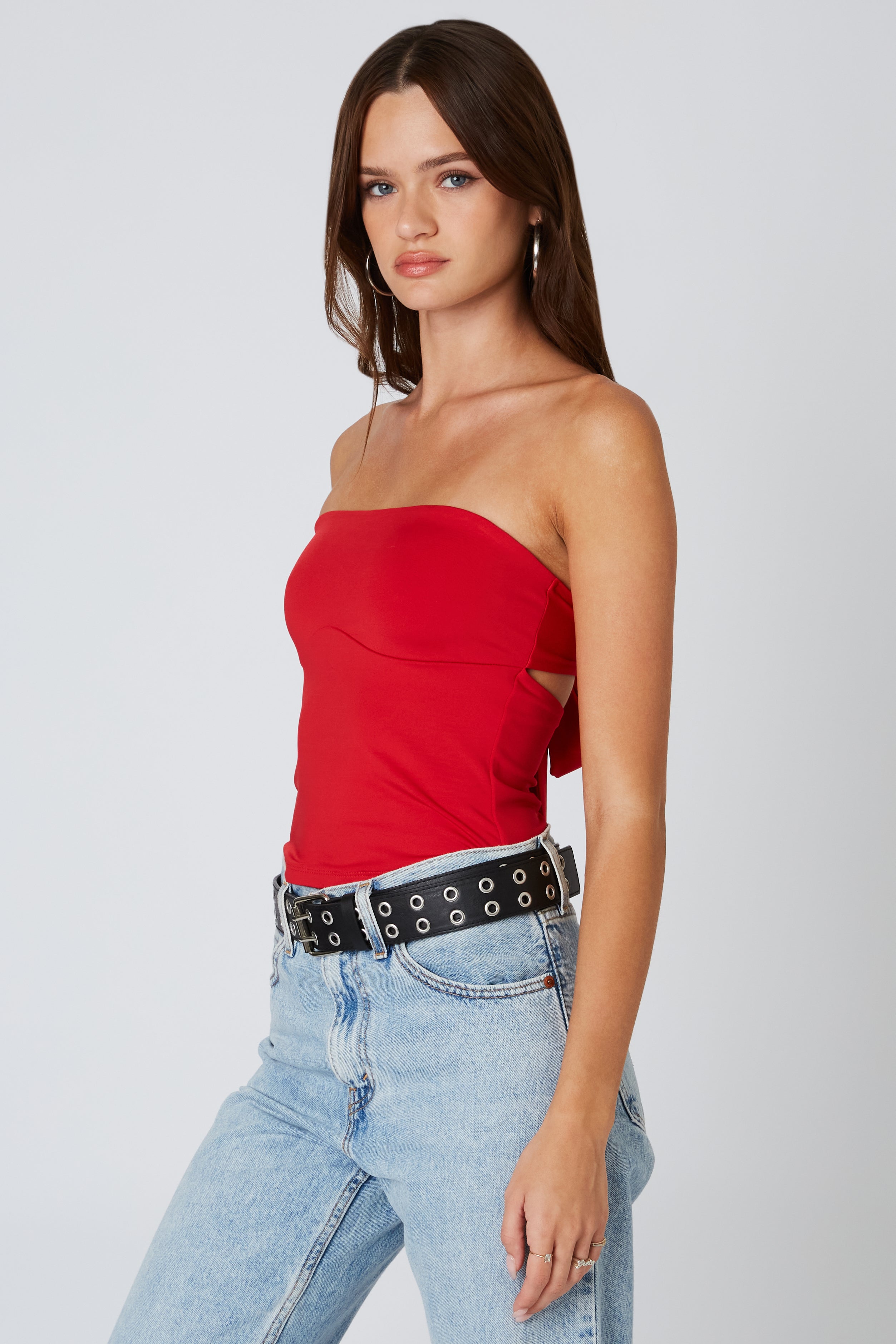 Slinky Tube Top in Red Side View