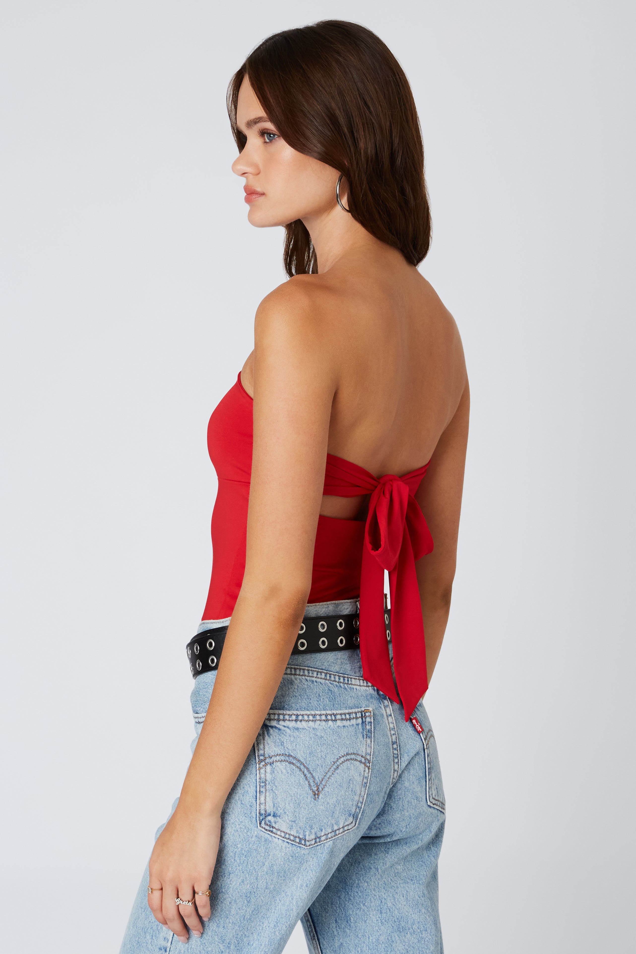 Slinky Tube Top in Red Back View