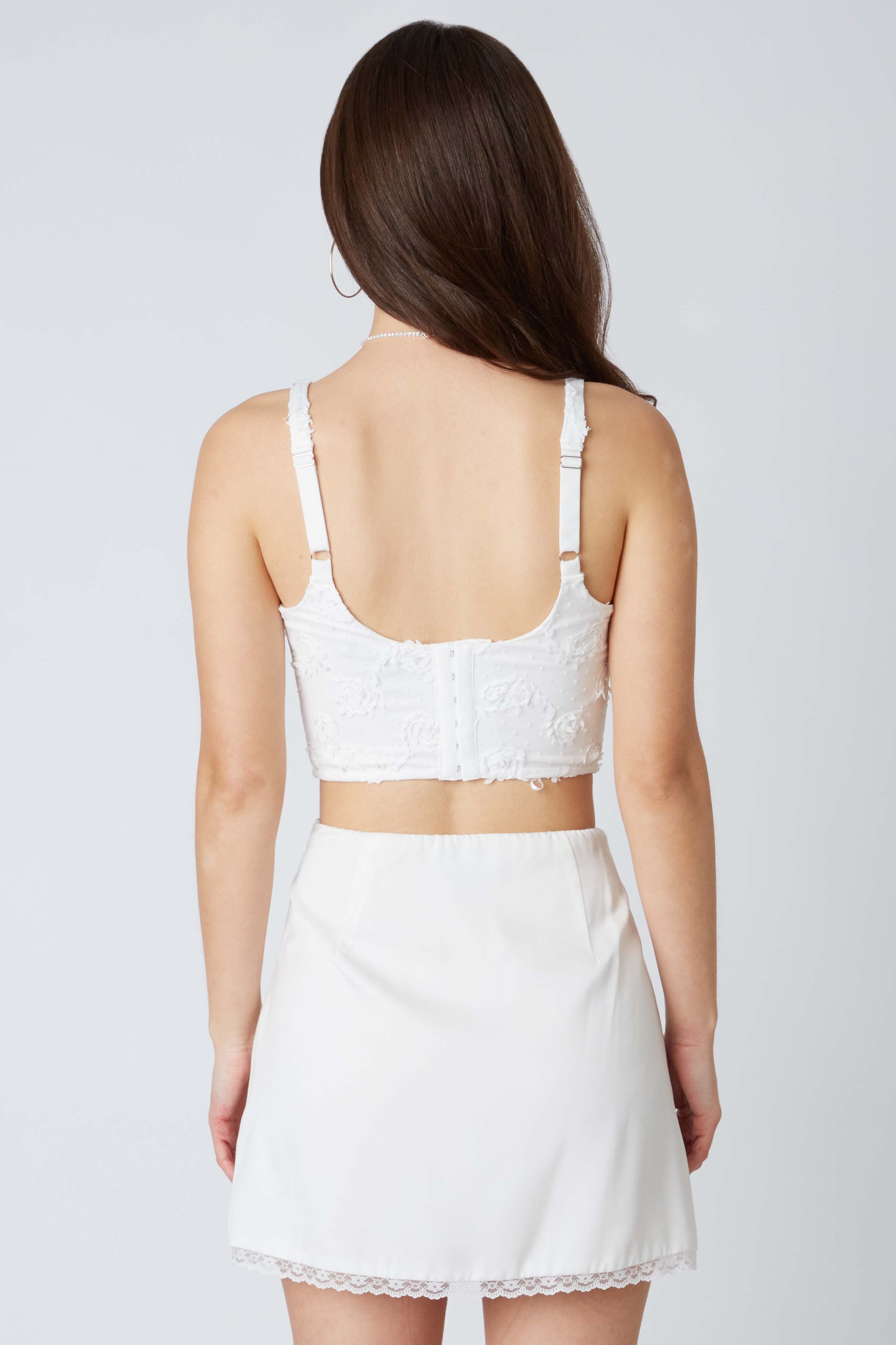 Embroidered Tulle Corset in White Back View