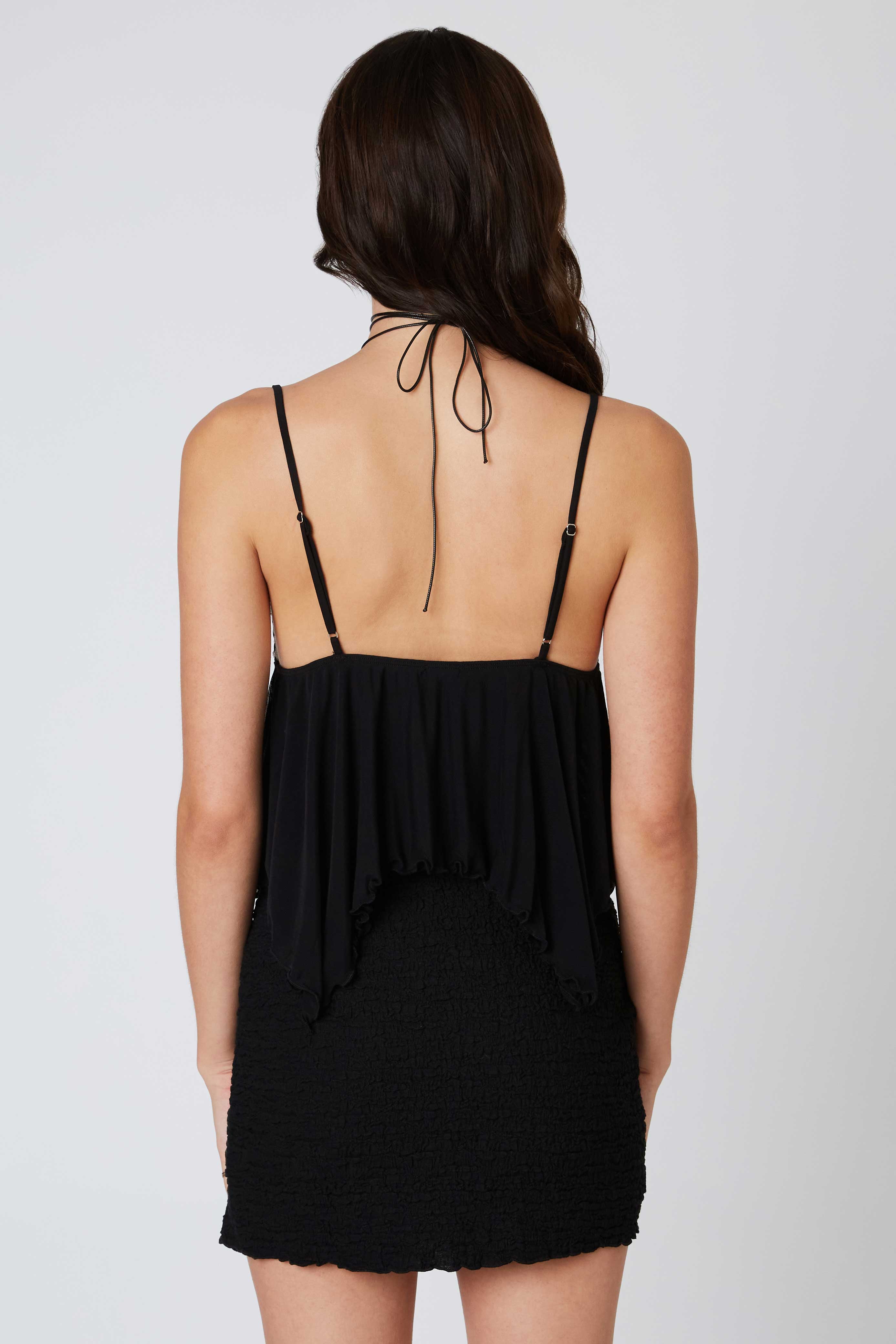 Asymmetrical Hem Top in Black Back View