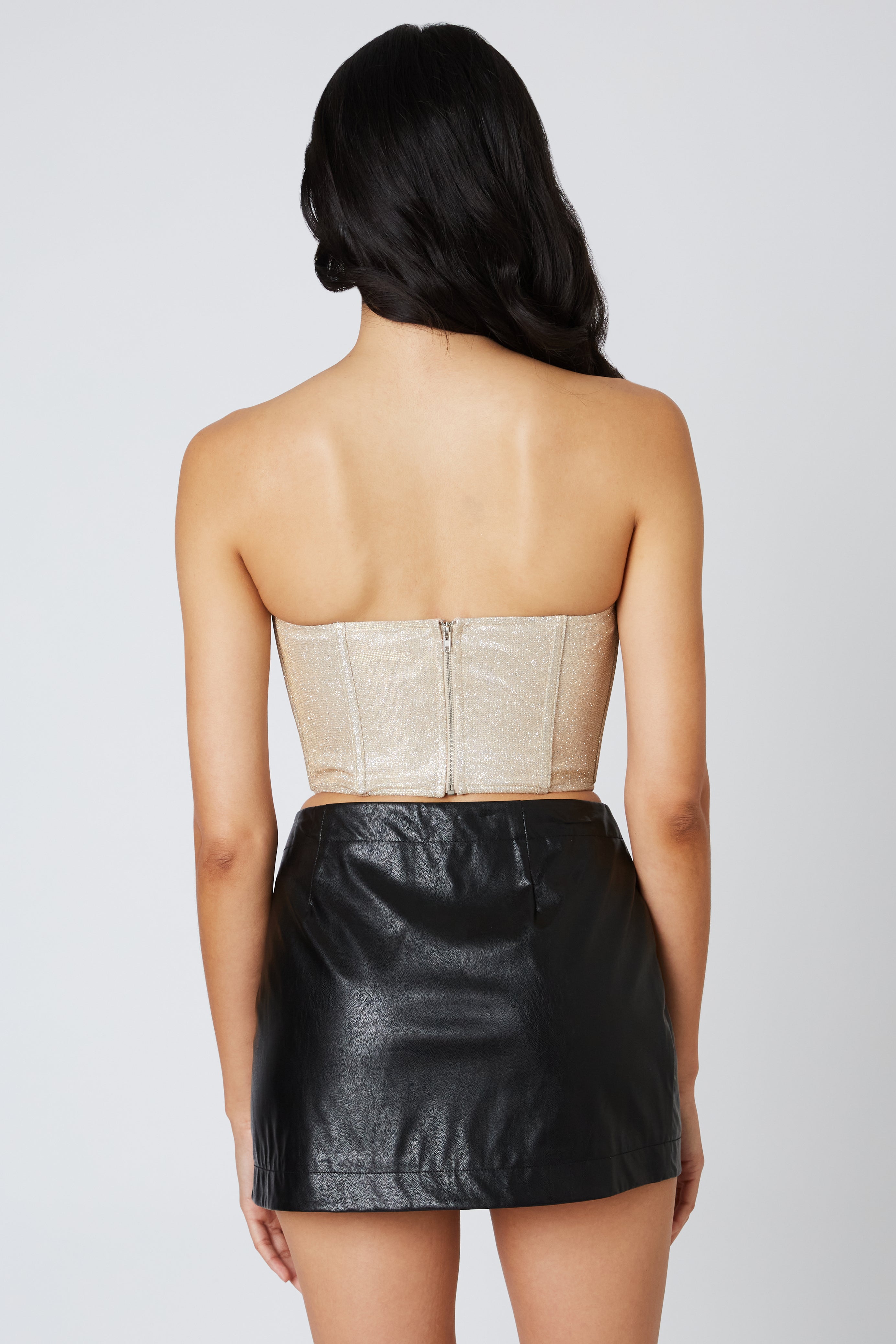 Glittered Corset Top in Prosecco Back View