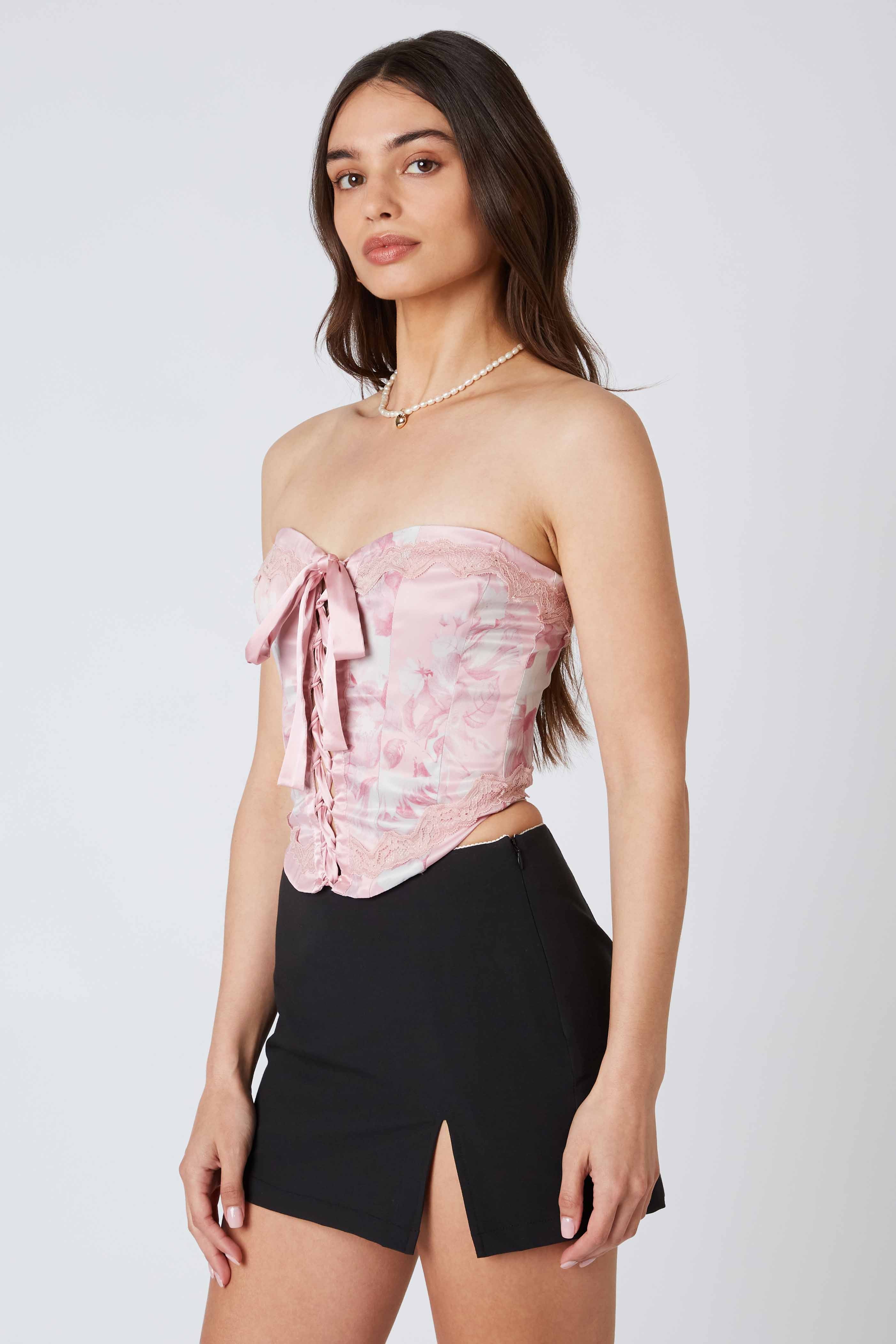 Floral Corset in Dusty Pink Side View