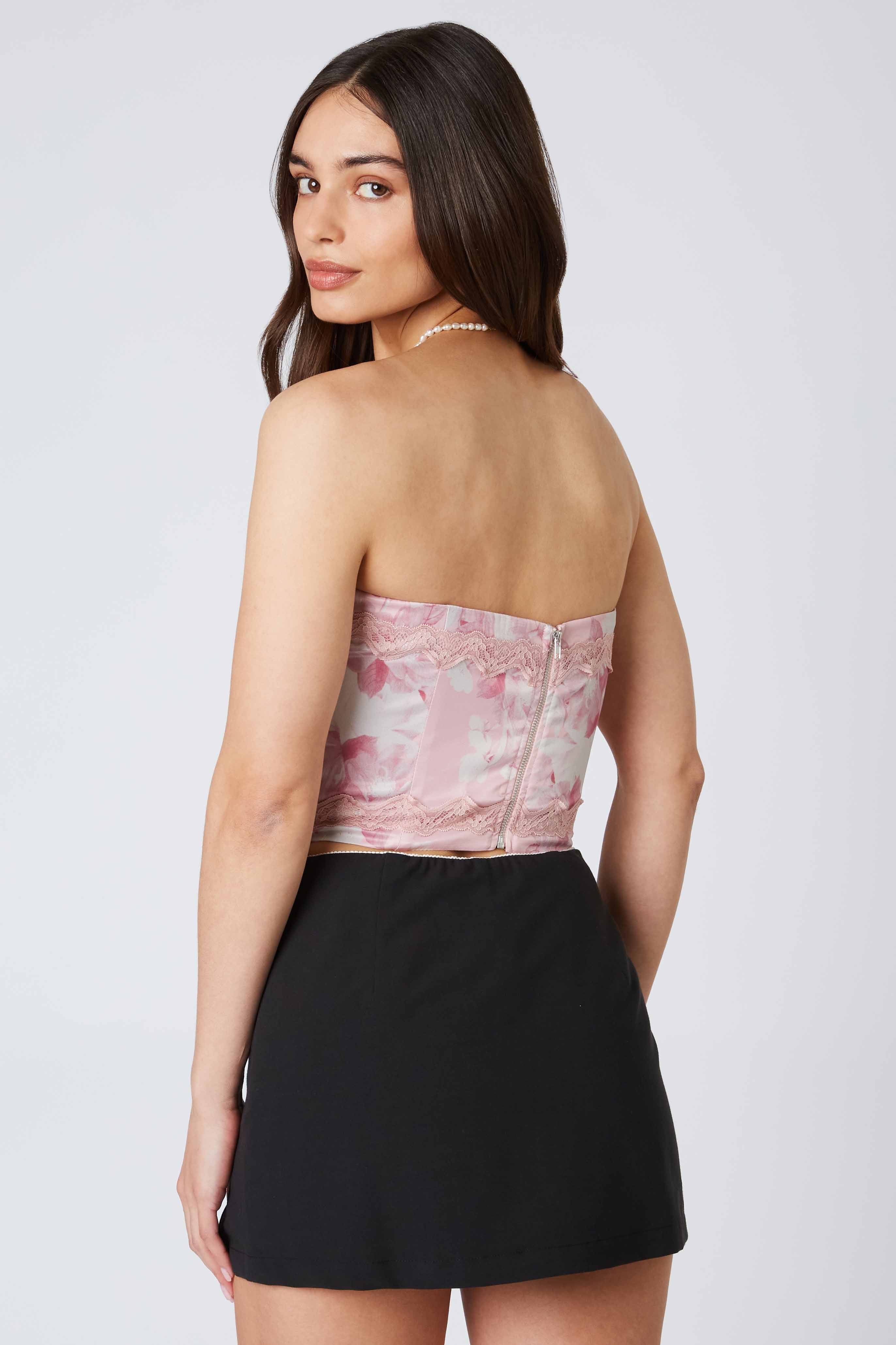 Floral Corset in Dusty Pink Back View
