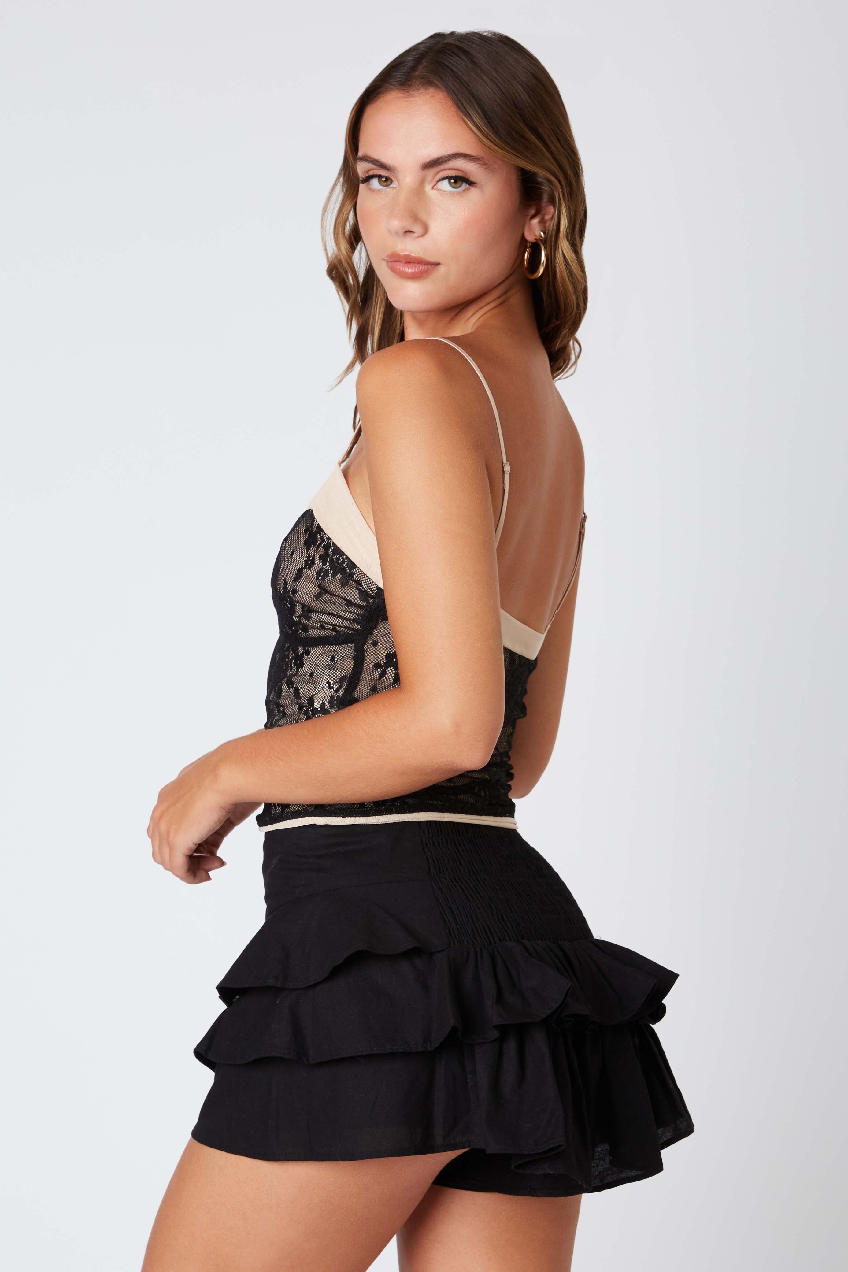 Rosette Lace Top in Black Back View