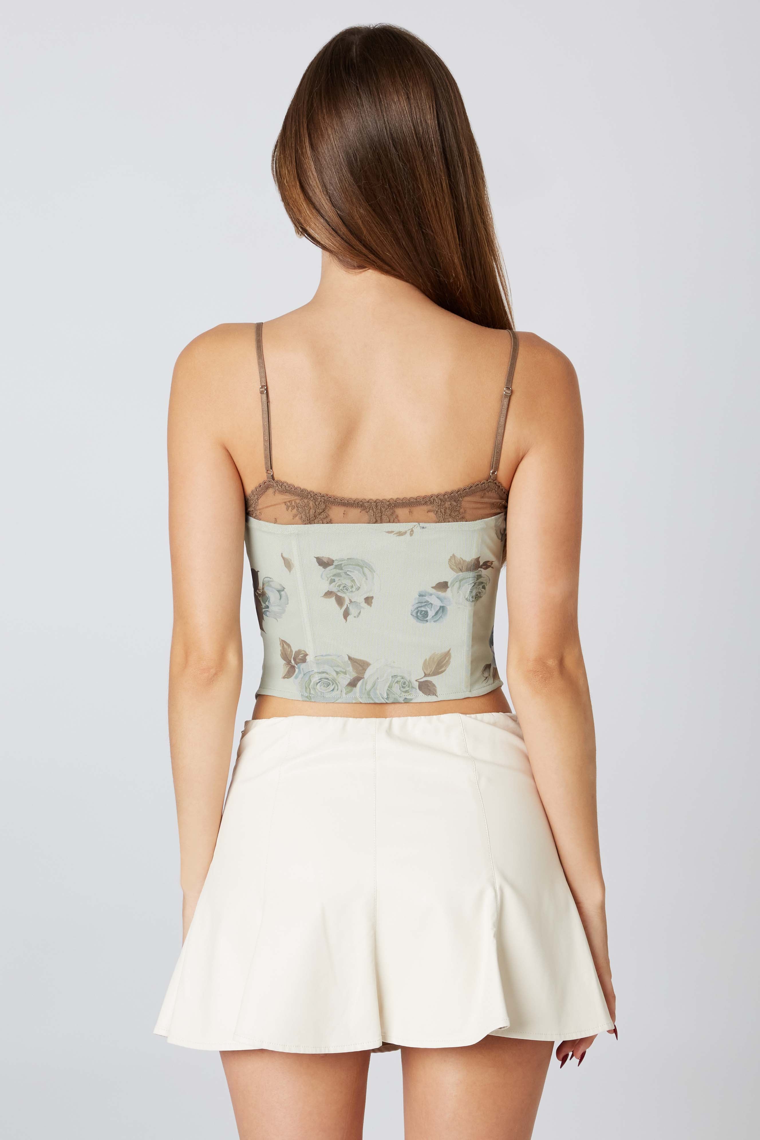 Floral Printed Corset in Fern Back View