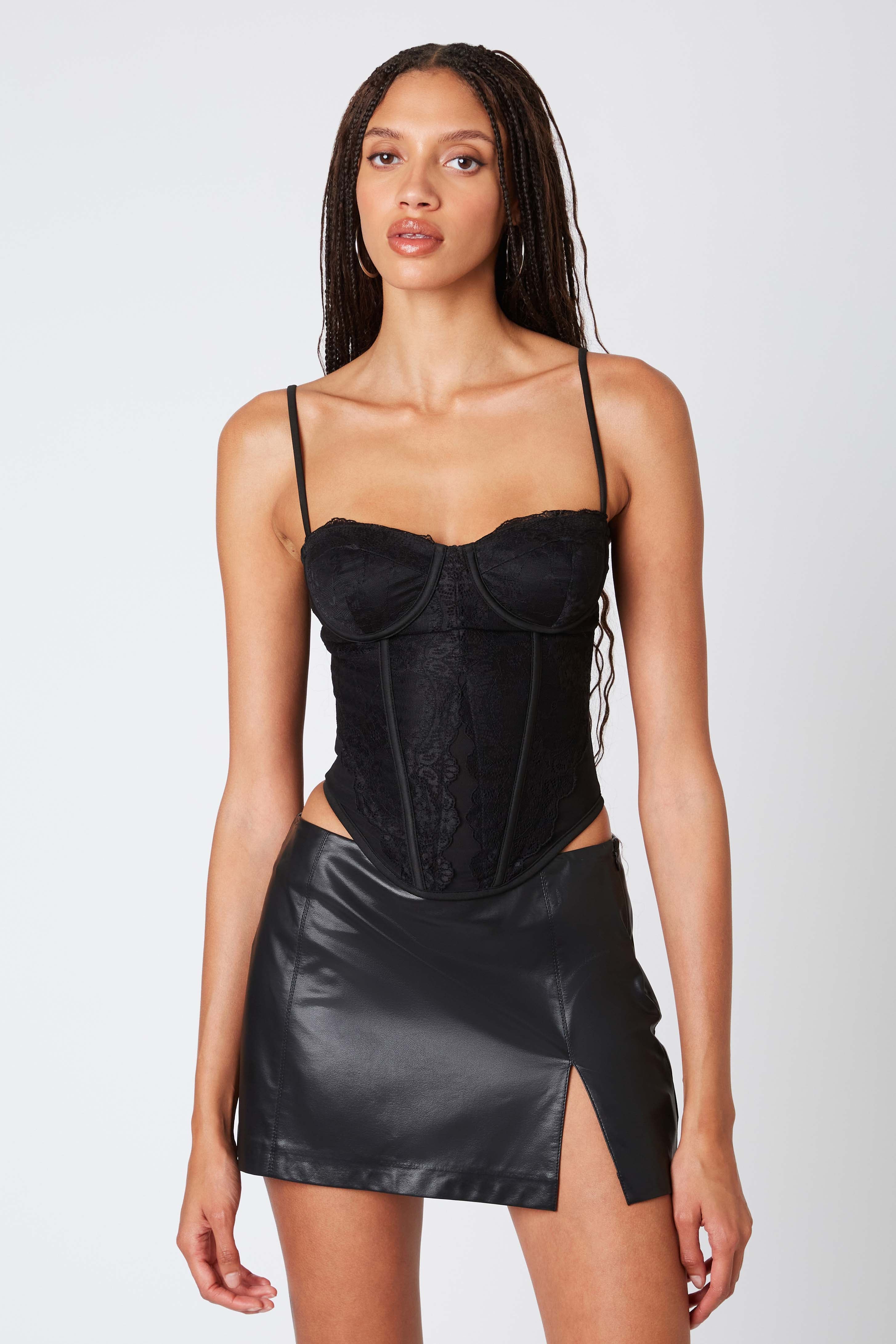 Lace Corset in Black Front View