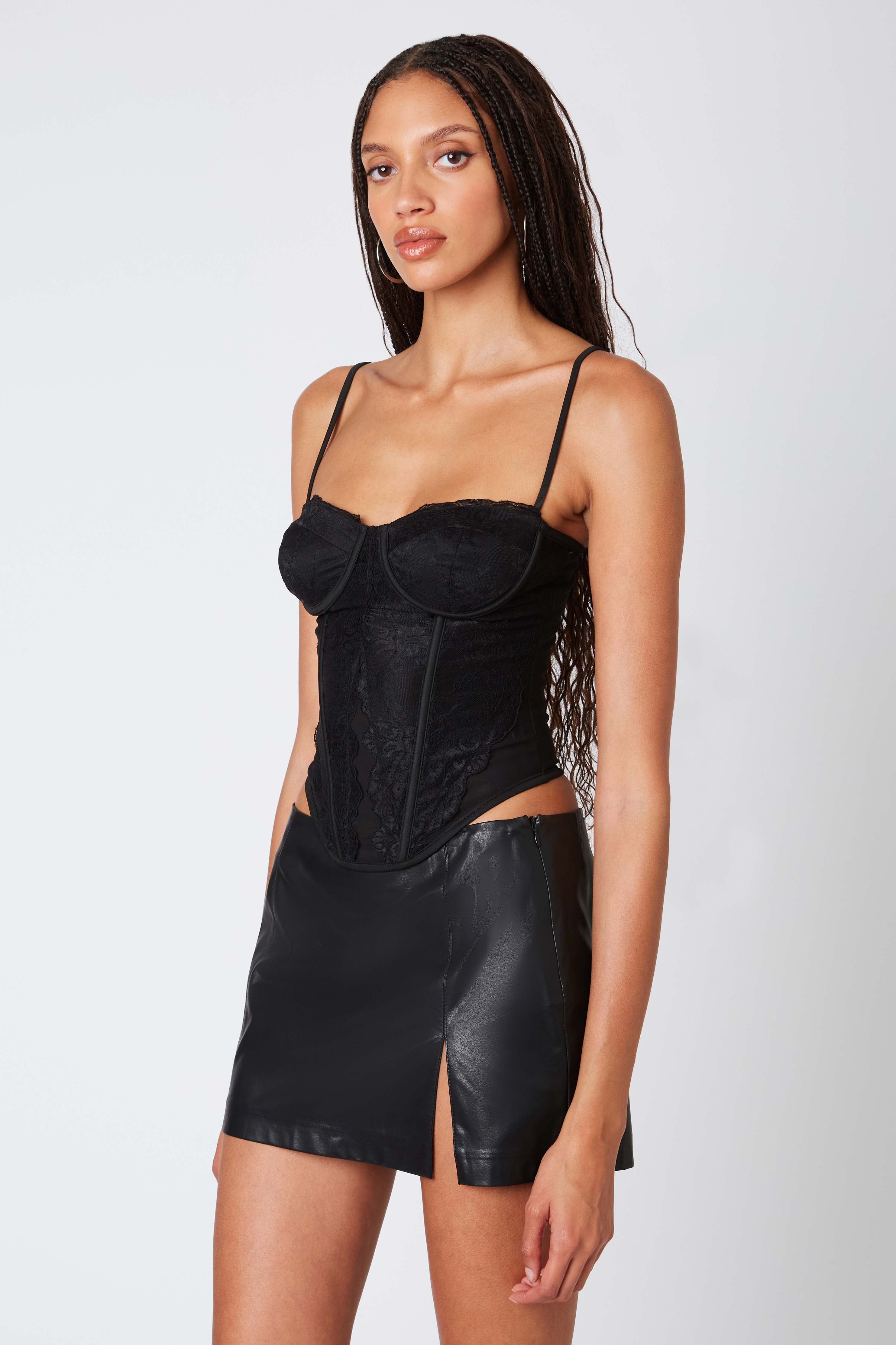 Lace Corset in Black Side View